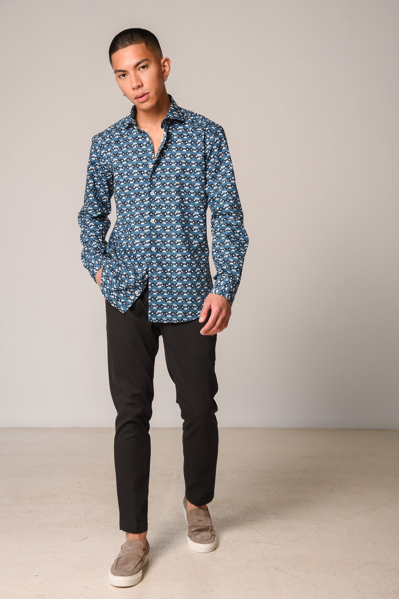 ΑΝΔΡΙΚΟ ΠΟΥΚΑΜΙΣΟ ΜΕ REX ΓΙΑΚΑ PORTOBELLO'S ΠΕΤΡΟΛ ΜΕ ΣΧΕΔΙΑ REGULAR FIT