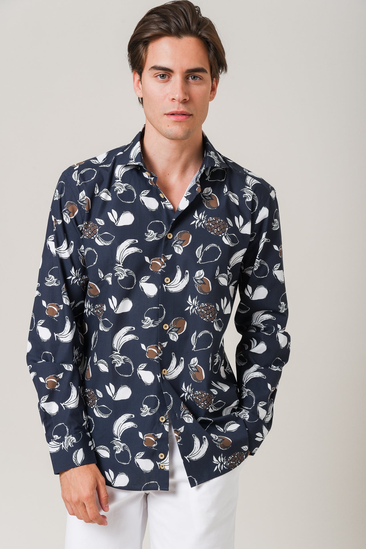 ΑΝΔΡΙΚΟ ΠΟΥΚΑΜΙΣΟ ΜΕ REX ΓΙΑΚΑ PORTOBELLO'S ΜΠΛΕ ΚΑΦΕ ΜΕ ΚΑΛΟΚΑΙΡΙΝΑ ΣΧΕΔΙΑ