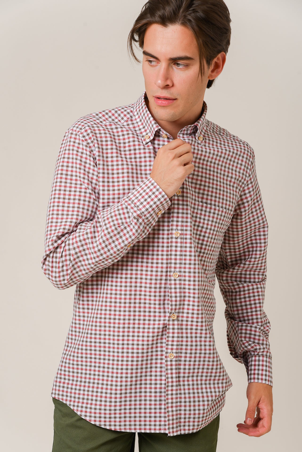 ΑΝΔΡΙΚΟ ΠΟΥΚΑΜΙΣΟ ΜΕ BUTTON DOWN ΓΙΑΚΑ PORTOBELLO'S ΜΠΟΡΝΤΟ ΛΑΔΙ ΚΑΡΟ