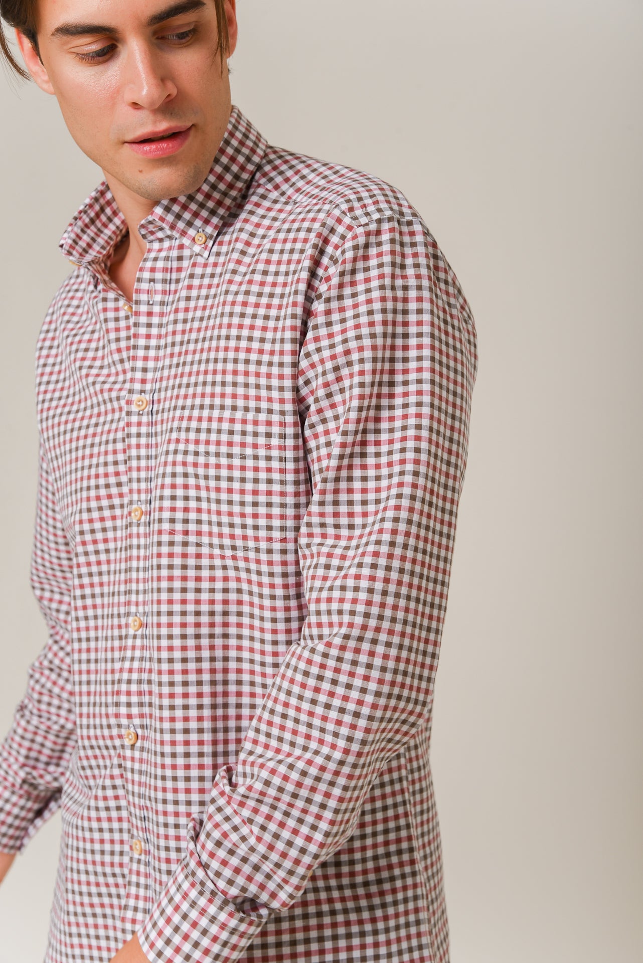 ΑΝΔΡΙΚΟ ΠΟΥΚΑΜΙΣΟ ΜΕ BUTTON DOWN ΓΙΑΚΑ PORTOBELLO'S ΜΠΟΡΝΤΟ ΛΑΔΙ ΚΑΡΟ