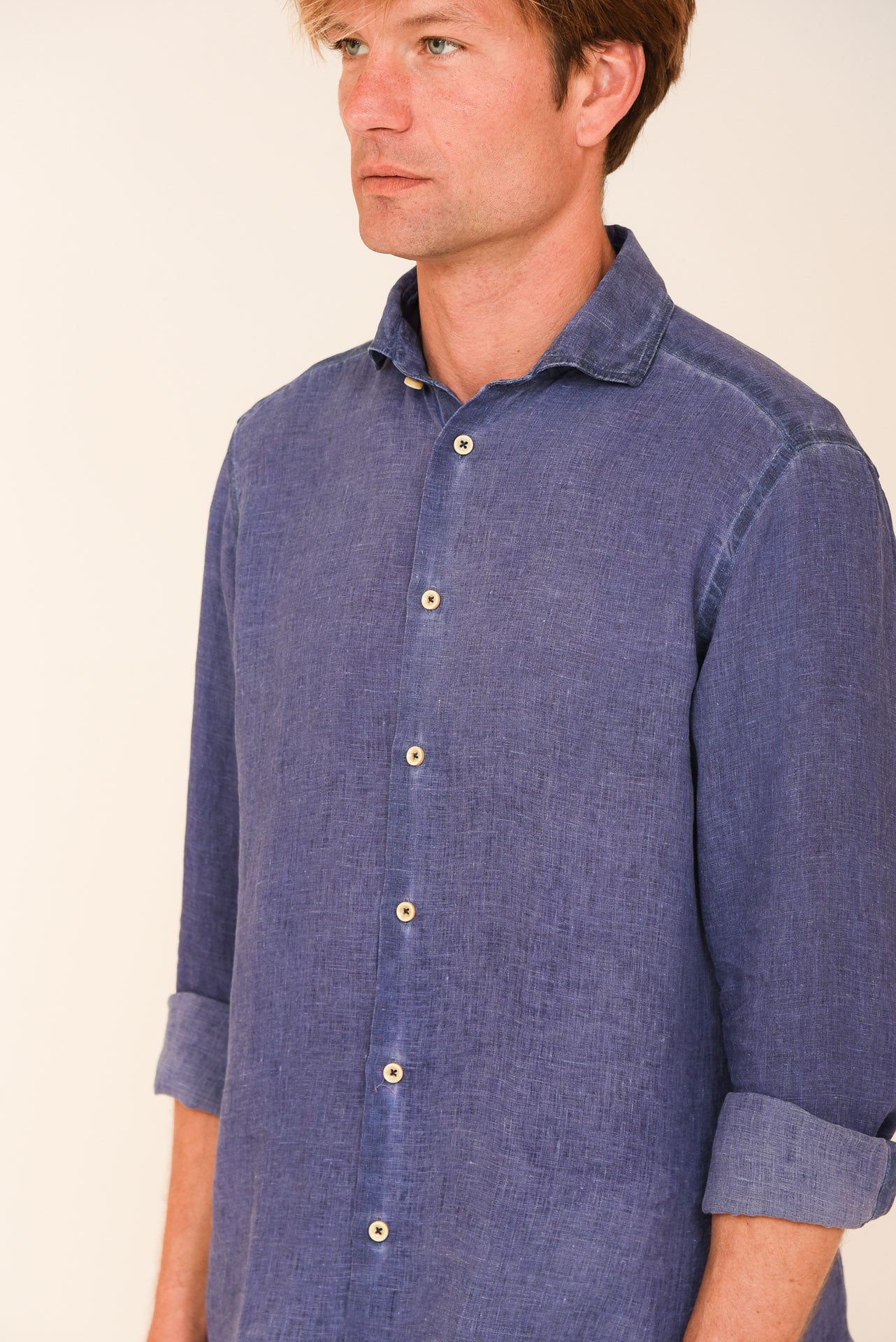 ΑΝΔΡΙΚΟ ΠΟΥΚΑΜΙΣΟ ΜΕ REX ΓΙΑΚΑ PORTOBELLO'S ΜΠΛΕ ΤΖΙΝ ΛΙΝΟ ΠΛΥΜΕΝΟ