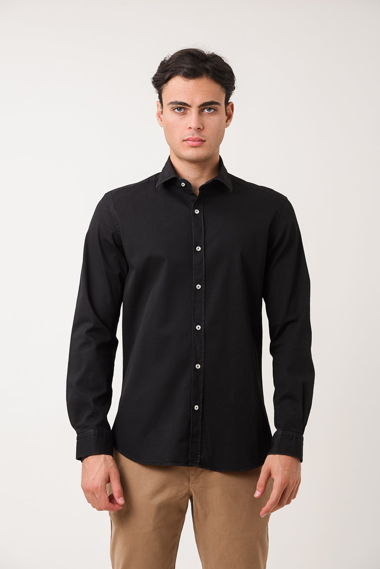 ΑΝΔΡΙΚΟ ΠΟΥΚΑΜΙΣΟ LES GENT'S SOFT ΜΕ REX ΓΙΑΚΑ ΜΑΥΡΟ ΜΟΝΟΧΡΩΜΟ