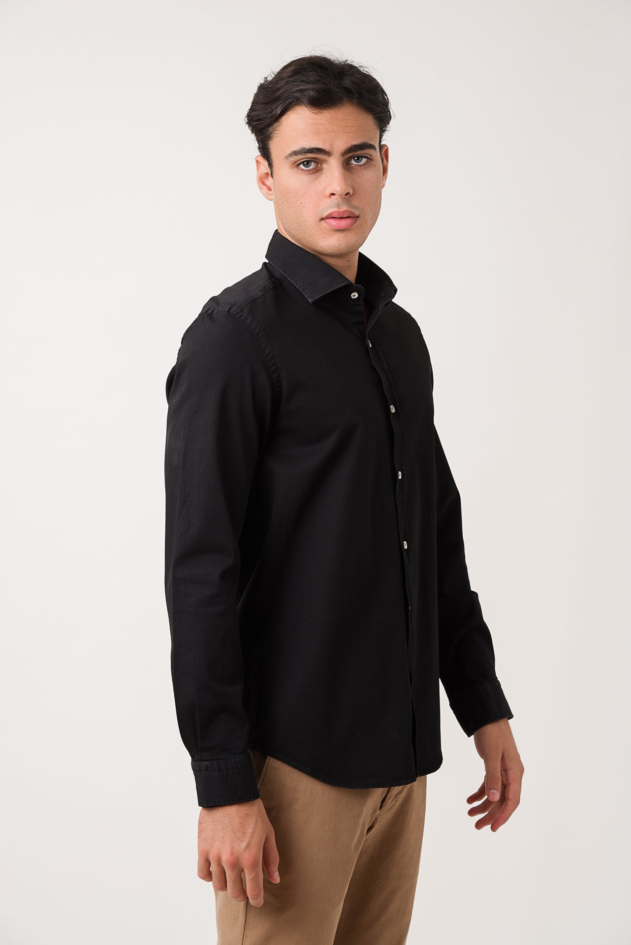 ΑΝΔΡΙΚΟ ΠΟΥΚΑΜΙΣΟ LES GENT'S SOFT ΜΕ REX ΓΙΑΚΑ ΜΑΥΡΟ ΜΟΝΟΧΡΩΜΟ