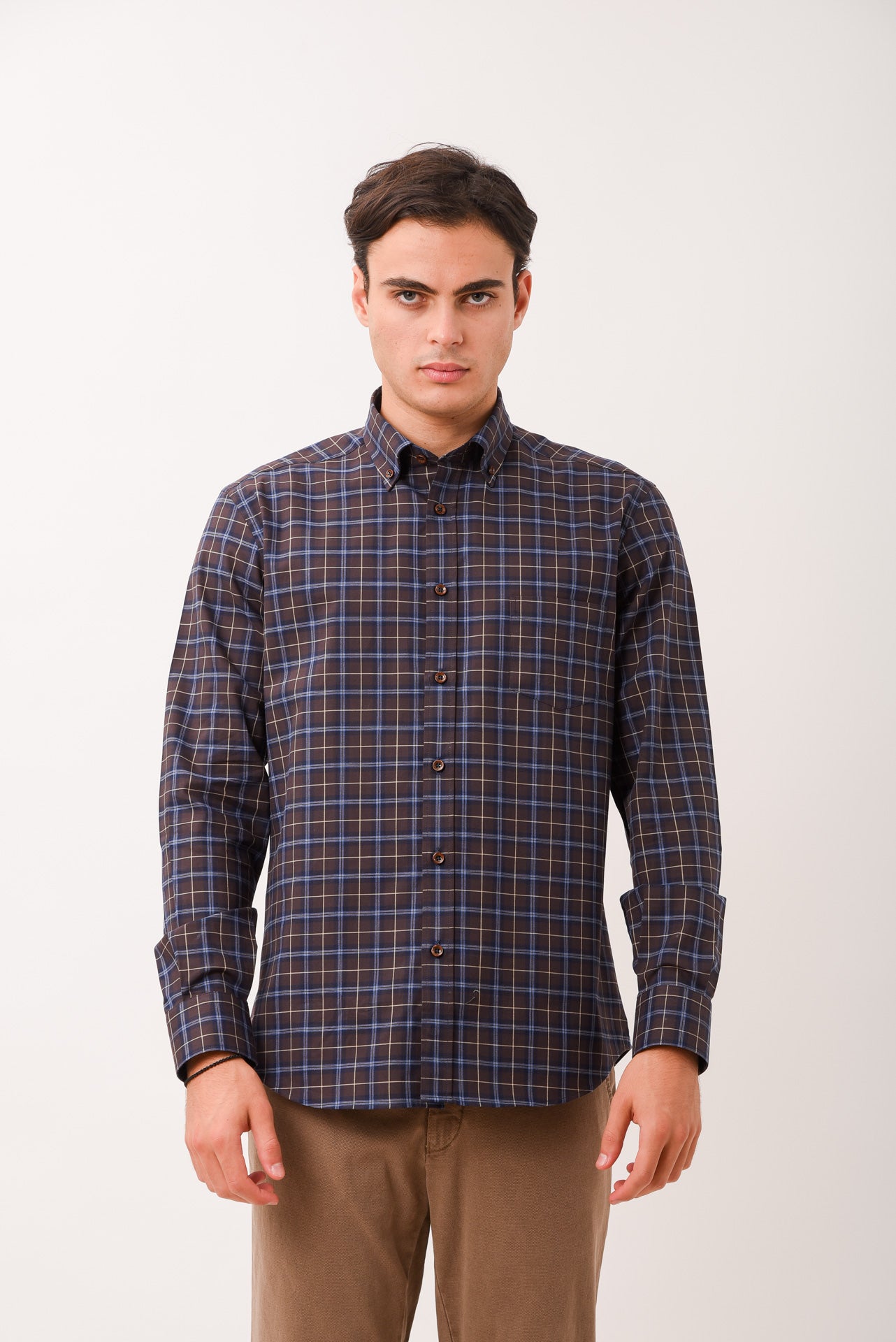 ΑΝΔΡΙΚΟ ΠΟΥΚΑΜΙΣΟ PORTOBELLO'S ΜΕ BUTTON DOWN ΓΙΑΚΑ ΣΕ ΚΑΦΕ-ΜΠΛΕ ΑΠΟΧΡΩΣΗ
