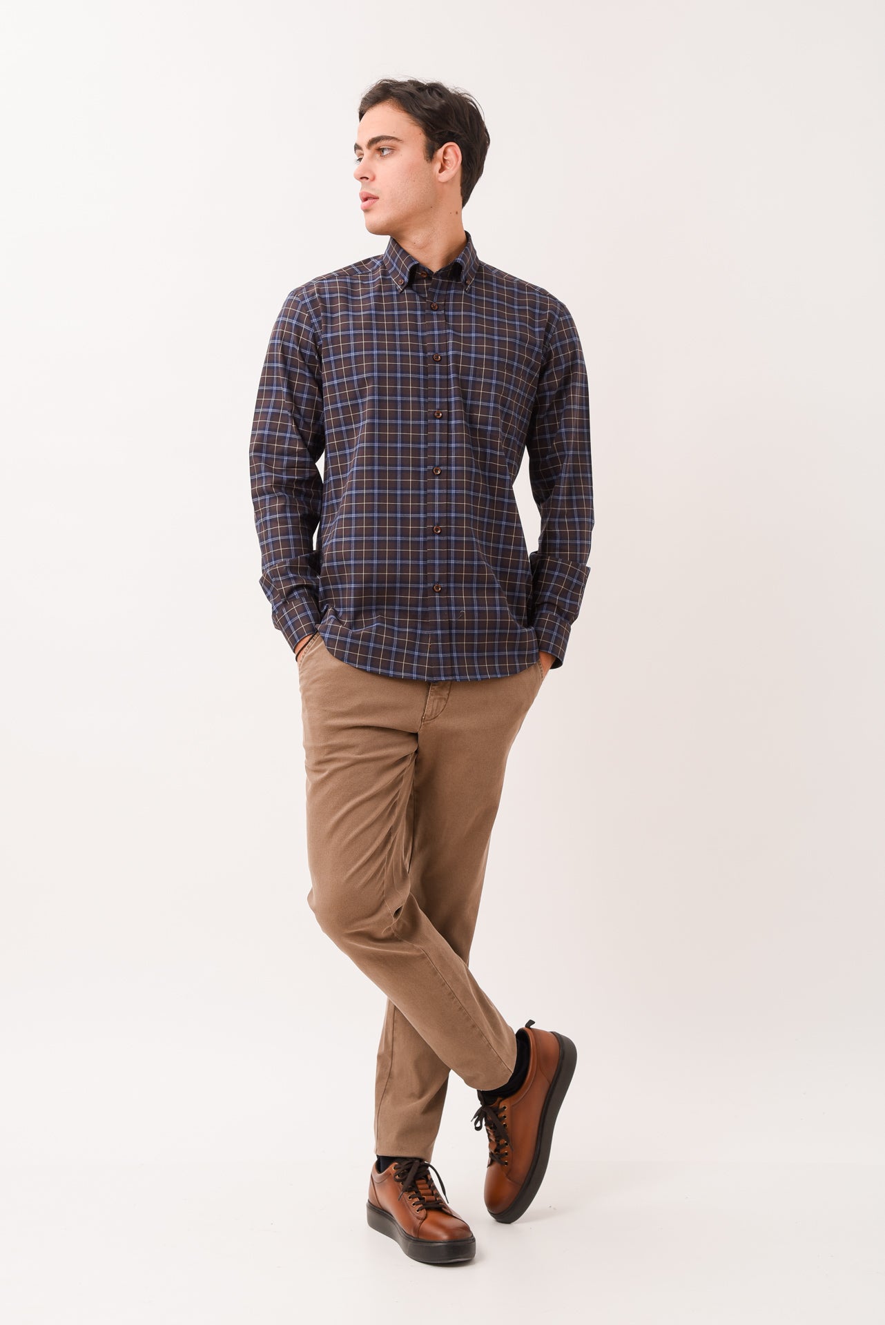 ΑΝΔΡΙΚΟ ΠΟΥΚΑΜΙΣΟ PORTOBELLO'S ΜΕ BUTTON DOWN ΓΙΑΚΑ ΣΕ ΚΑΦΕ-ΜΠΛΕ ΑΠΟΧΡΩΣΗ