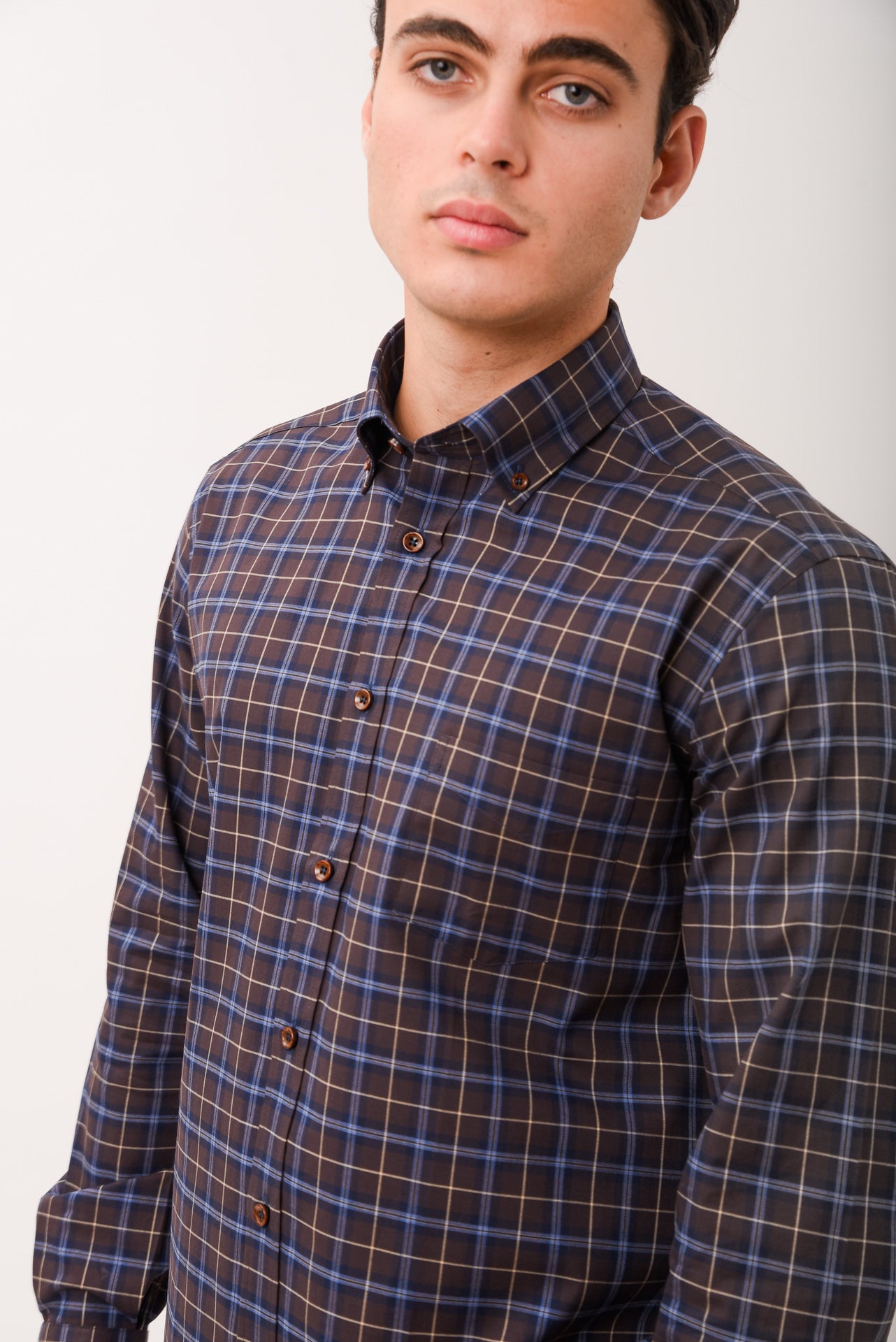 ΑΝΔΡΙΚΟ ΠΟΥΚΑΜΙΣΟ PORTOBELLO'S ΜΕ BUTTON DOWN ΓΙΑΚΑ ΣΕ ΚΑΦΕ-ΜΠΛΕ ΑΠΟΧΡΩΣΗ