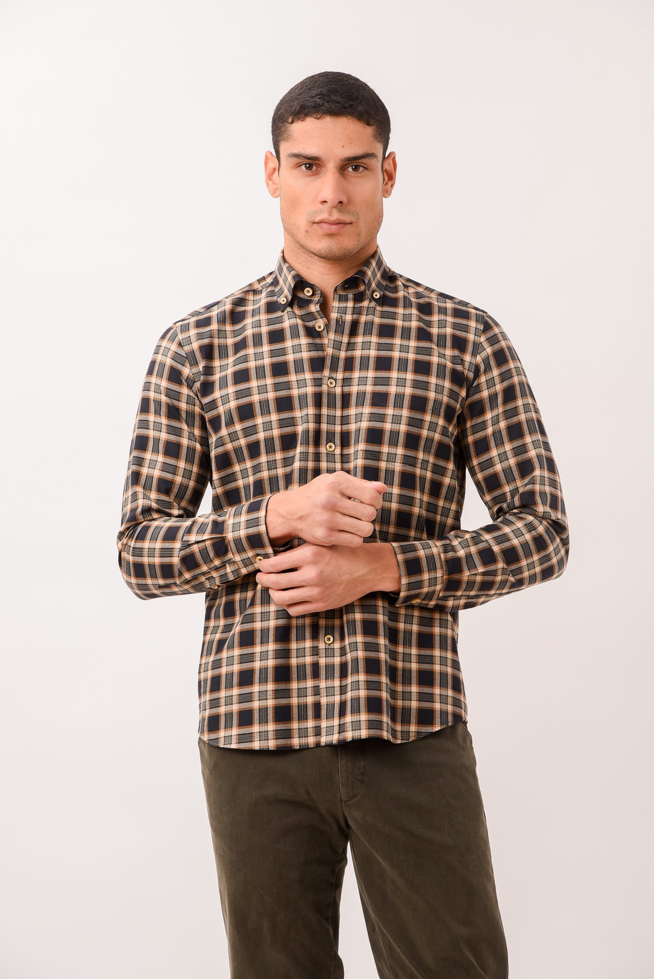 ΑΝΔΡΙΚΟ ΠΟΥΚΑΜΙΣΟ PORTOBELLO'S BUTTON DOWN ΓΙΑΚΑΣ ΣΕ ΜΠΕΖ-ΜΠΛΕ ΑΠΟΧΡΩΣΗ