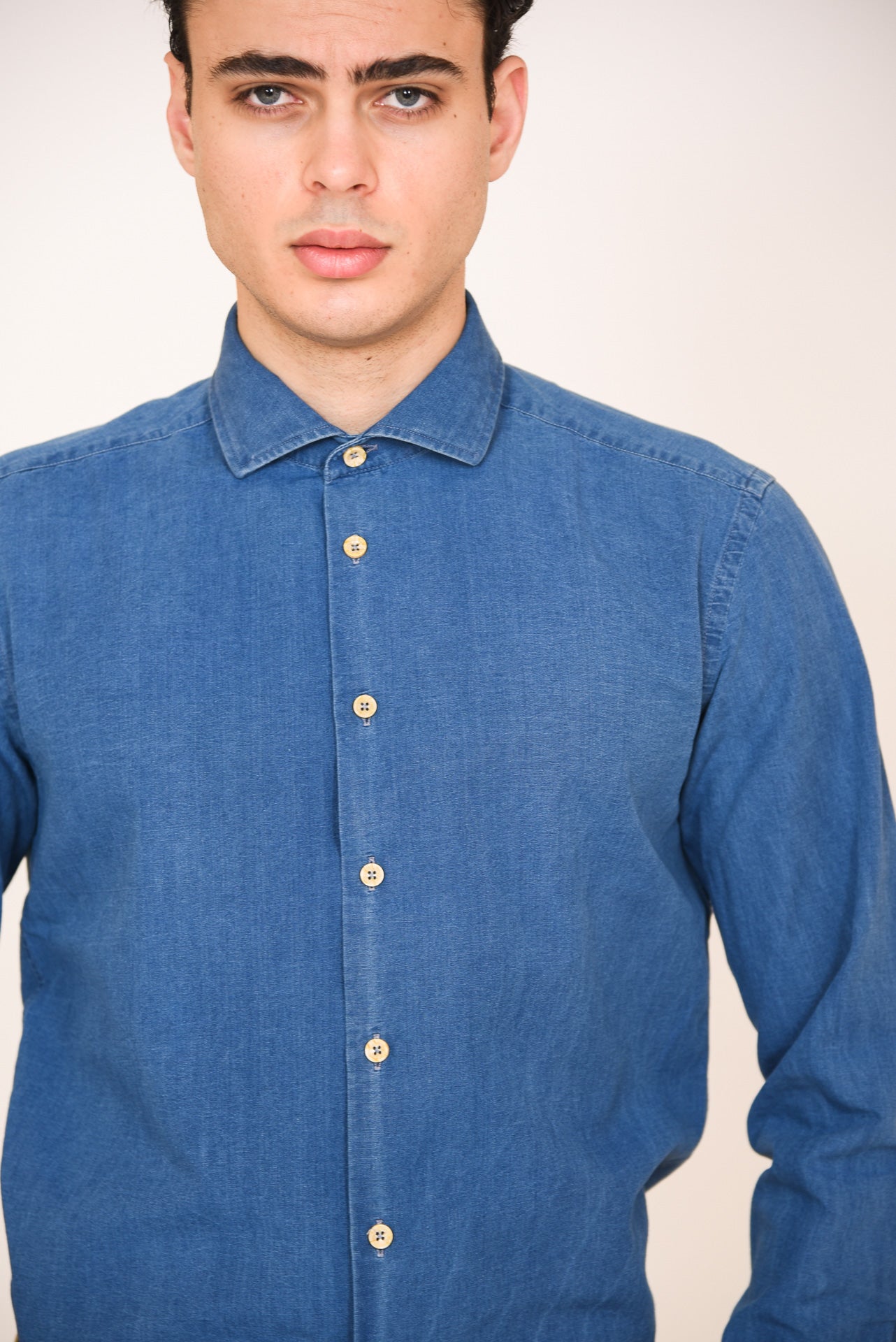 ΑΝΔΡΙΚΟ ΠΟΥΚΑΜΙΣΟ ΜΕ REX ΓΙΑΚΑ PORTOBELLO'S DENIM ΑΠΟΧΡΩΣΗ SLIM FIT