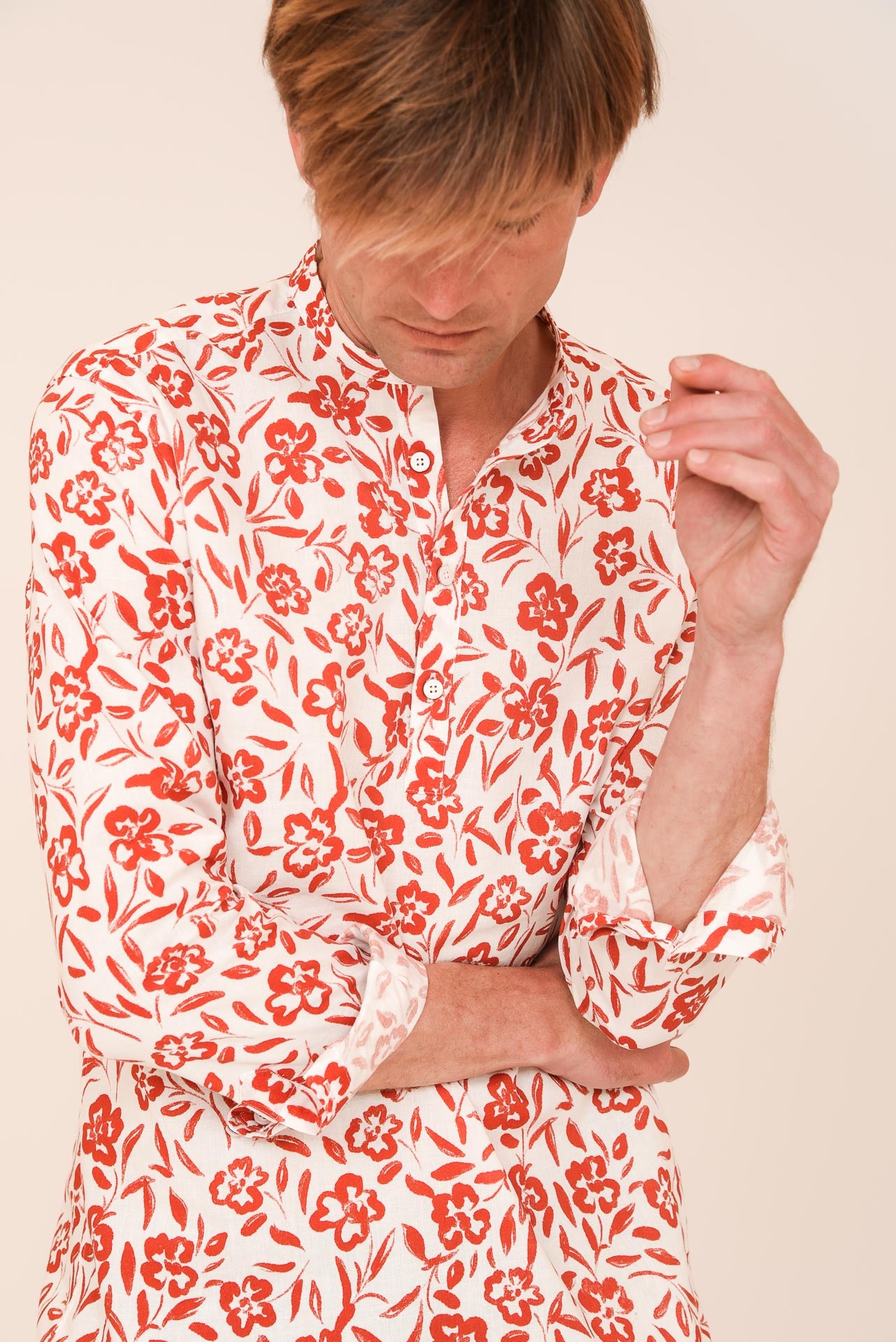 ΑΝΔΡΙΚΟ ΠΟΥΚΑΜΙΣΟ ΜΕ MAO ΓΙΑΚΑ PORTOBELLO'S ΛΕΥΚΟ ΜΕ ΚΕΡΑΜΙΔΙ ΛΟΥΛΟΥΔΙΑ MODERN FIT