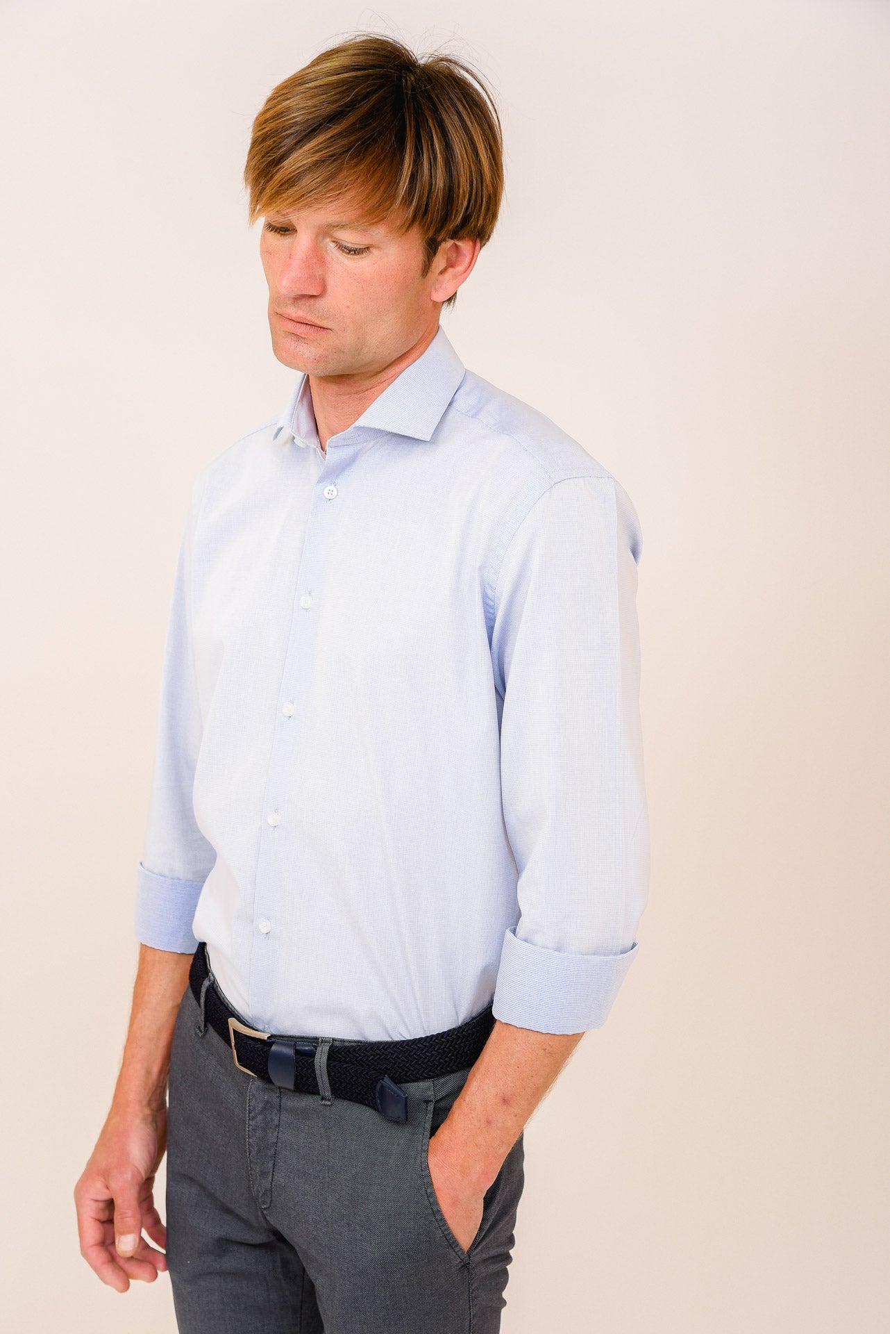 ΑΝΔΡΙΚΟ ΠΟΥΚΑΜΙΣΟ ΜΕ REX ΓΙΑΚΑ PORTOBELLO'S ΣΙΕΛ ΜΟΝΟΧΡΩΜΟ ΜΕ ΕΛΑΦΡΥ ΜΙΚΡΟΣΧΕΔΙΟ