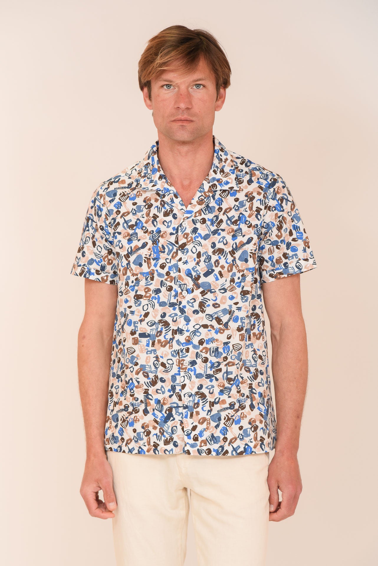 ΑΝΔΡΙΚΟ ΚΟΝΤΟΜΑΝΙΚΟ ΠΟΥΚΑΜΙΣΟ ΜΕ BYRON ΓΙΑΚΑ PORTOBELLO'S ΜΠΕΖ ΜΠΛΕ ΕΝΤΟΝΑ ΣΧΕΔΙΑ REGULAR FIT