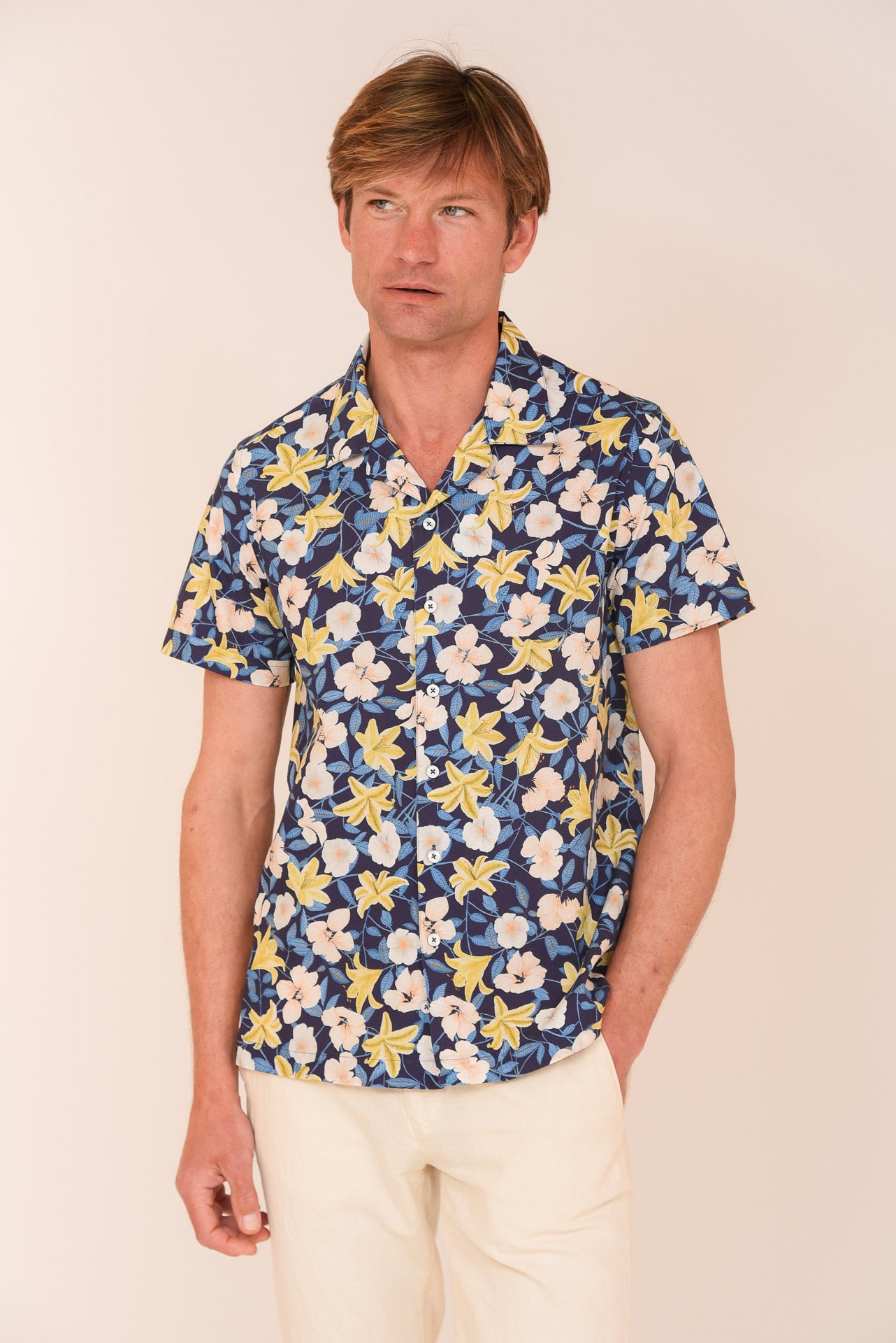 ΑΝΔΡΙΚΟ ΚΟΝΤΟΜΑΝΙΚΟ ΠΟΥΚΑΜΙΣΟ ΜΕ BYRON ΓΙΑΚΑ PORTOBELLO'S ΜΠΕΖ ΜΠΛΕ FLORAL REGULAR FIT