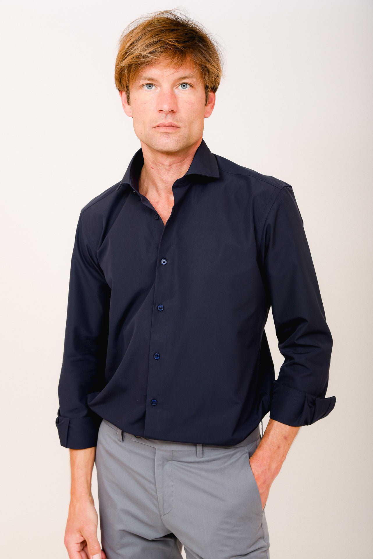 ΑΝΔΡΙΚΟ ΠΟΥΚΑΜΙΣΟ ΜΕ REX ΓΙΑΚΑ PORTOBELLO'S ΜΠΛΕ ΚΛΑΣΙΚΟ REGULAR FIT