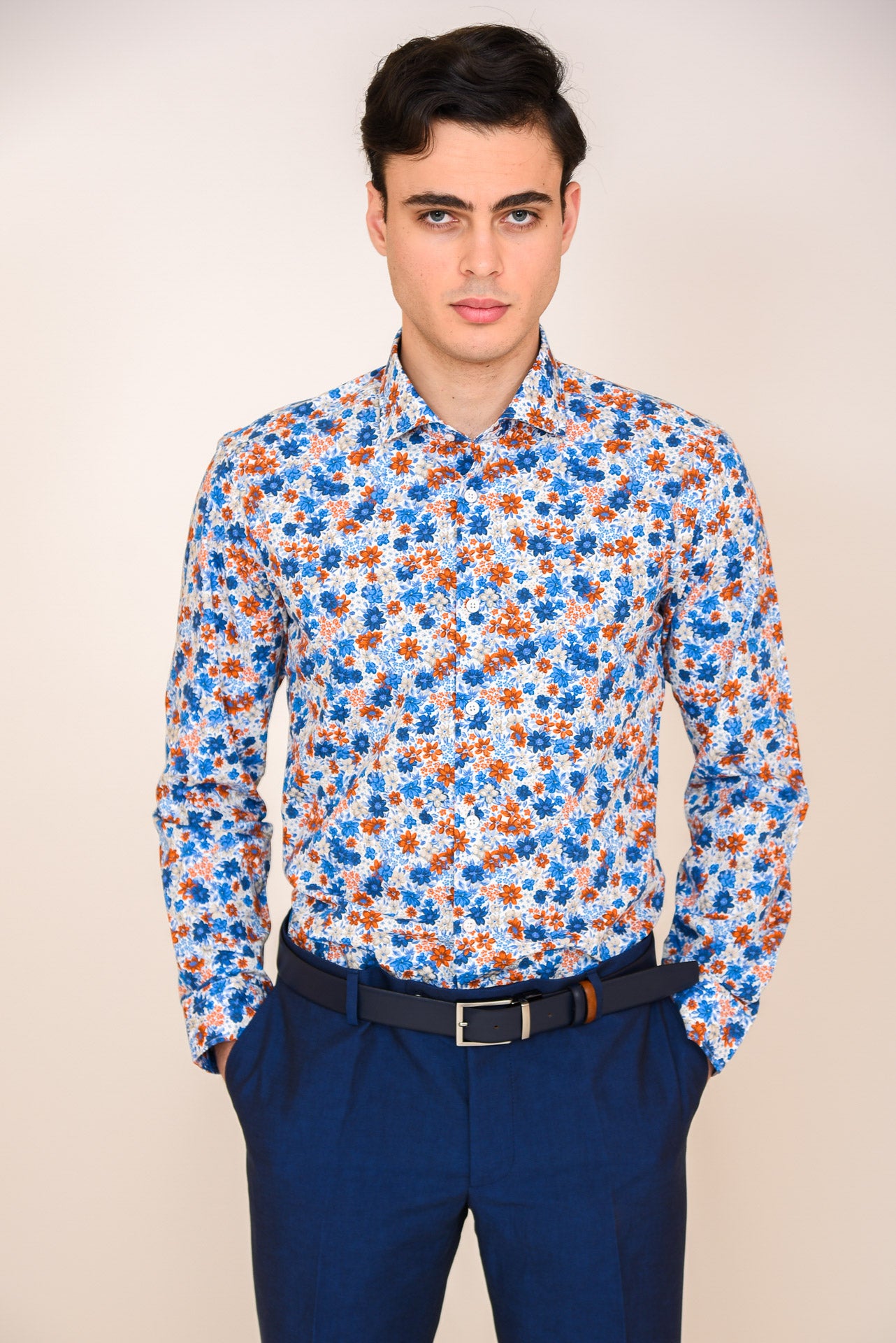 ΑΝΔΡΙΚΟ ΠΟΥΚΑΜΙΣΟ ΜΕ REX ΓΙΑΚΑ PORTOBELLO'S ΚΕΡΑΜΙΔΙ FLORAL SLIM IT