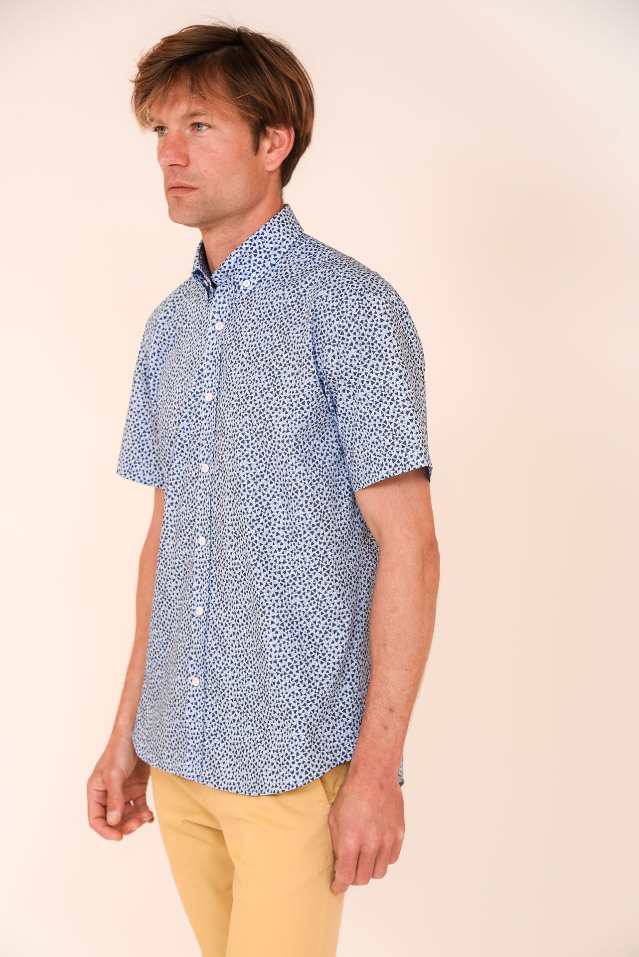 ΑΝΔΡΙΚΟ ΚΟΝΤΟΜΑΝΙΚΟ ΠΟΥΚΑΜΙΣΟ ΜΕ BUTTON DOWN ΓΙΑΚΑ PORTOBELLO'S ΜΠΛΕ ΜΙΚΡΟΣΧΕΔΙΟ REGULAR FIT