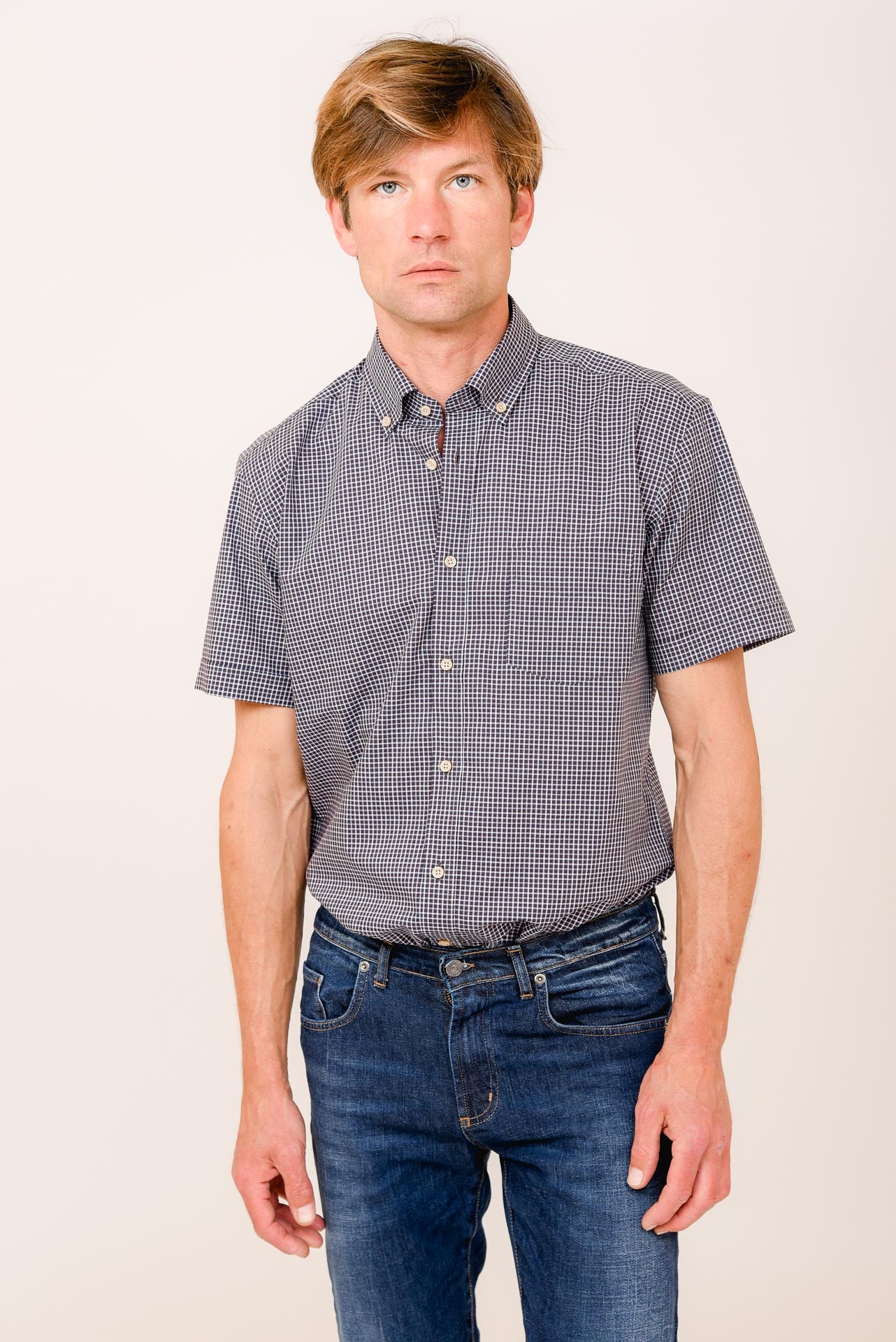 ΑΝΔΡΙΚΟ ΚΟΝΤΟΜΑΝΙΚΟ ΠΟΥΚΑΜΙΣΟ ΜΕ BUTTON DOWN ΓΙΑΚΑ PORTOBELLO'S ΜΠΛΕ ΠΤΙ ΚΑΡΟ ΚΑΝΟΝΙΚΗ ΓΡΑΜΜΗ