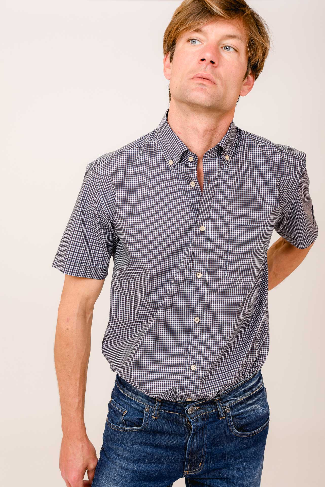 ΑΝΔΡΙΚΟ ΚΟΝΤΟΜΑΝΙΚΟ ΠΟΥΚΑΜΙΣΟ ΜΕ BUTTON DOWN ΓΙΑΚΑ PORTOBELLO'S ΜΠΛΕ ΠΤΙ ΚΑΡΟ ΚΑΝΟΝΙΚΗ ΓΡΑΜΜΗ