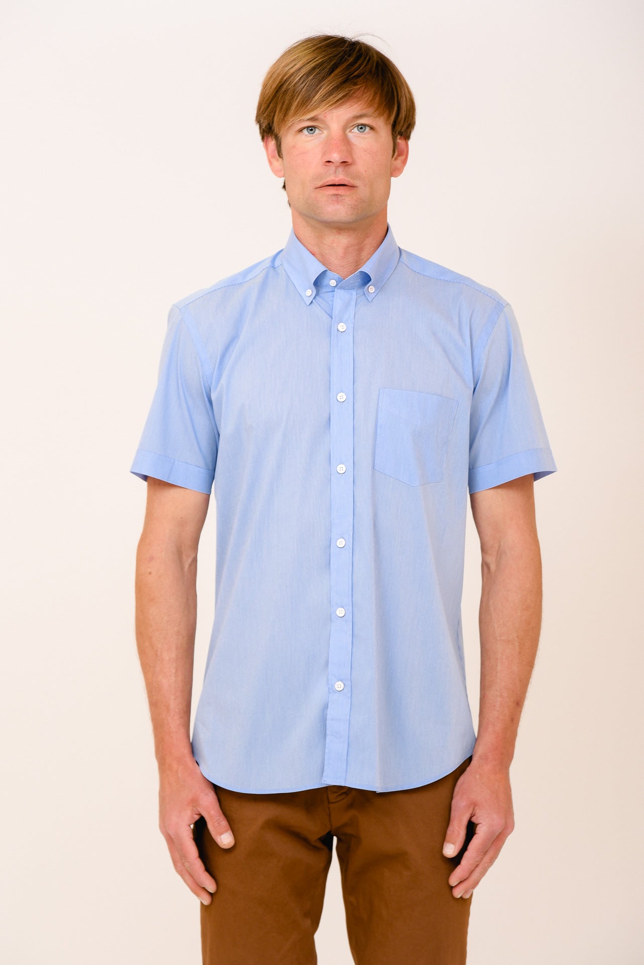 ΑΝΔΡΙΚΟ ΚΟΝΤΟΜΑΝΙΚΟ ΠΟΥΚΑΜΙΣΟ ΜΕ BUTTON DOWN ΓΙΑΚΑ PORTOBELLO'S ΣΙΕΛ ΜΟΝΟΧΡΩΜΟ REGULAR FIT