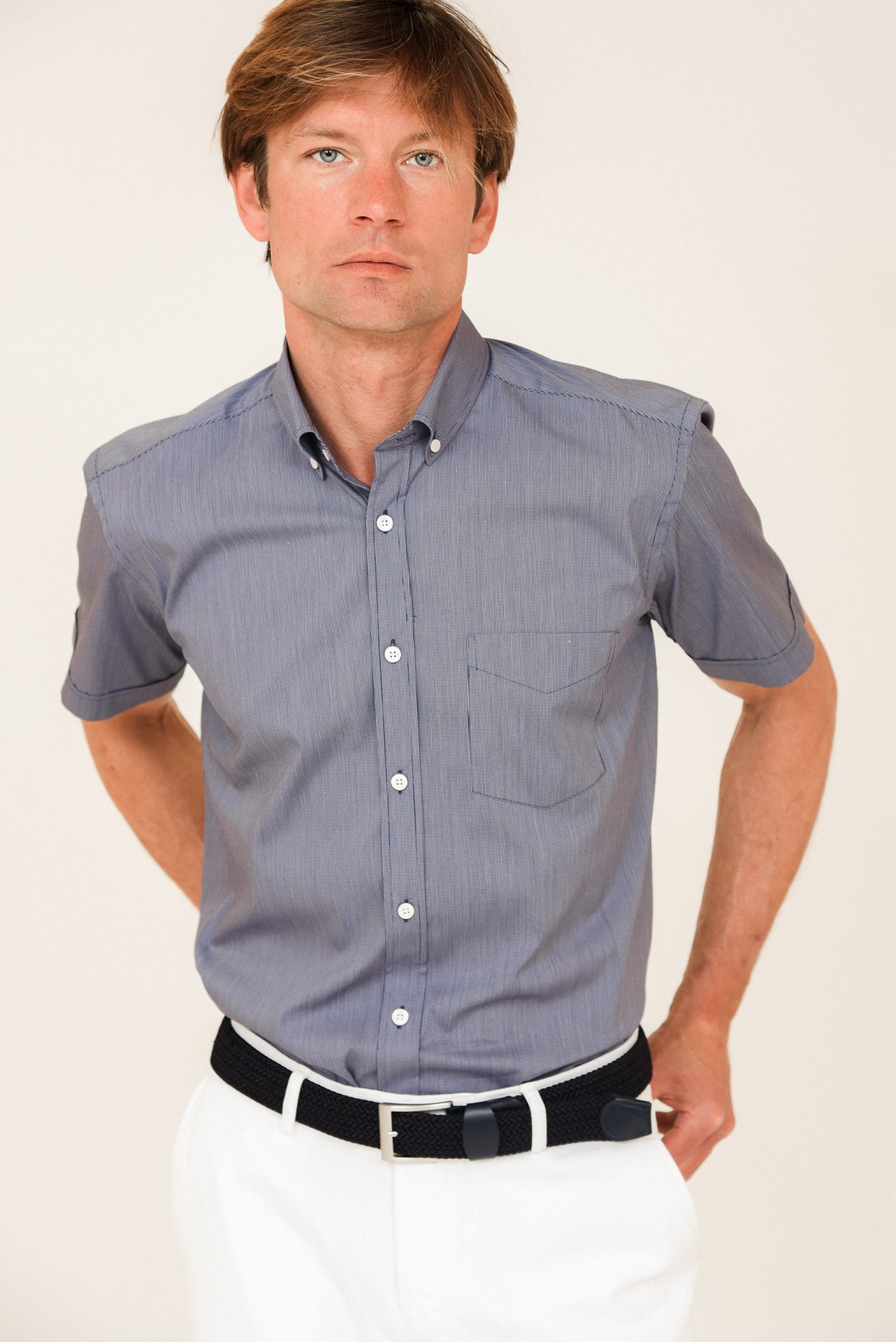 ΑΝΔΡΙΚΟ ΚΟΝΤΟΜΑΝΙΚΟ ΠΟΥΚΑΜΙΣΟ ΜΕ BUTTON DOWN ΓΙΑΚΑ PORTOBELLO'S ΜΠΛΕ DENIM ΚΑΝΟΝΙΚΗ ΓΡΑΜΜΗ