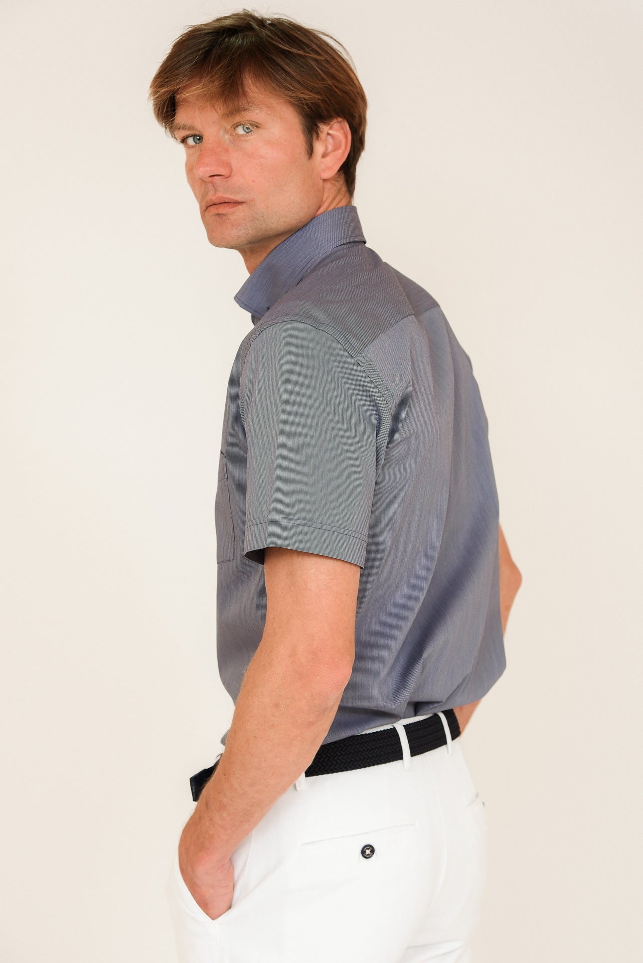 ΑΝΔΡΙΚΟ ΚΟΝΤΟΜΑΝΙΚΟ ΠΟΥΚΑΜΙΣΟ ΜΕ BUTTON DOWN ΓΙΑΚΑ PORTOBELLO'S ΜΠΛΕ DENIM ΚΑΝΟΝΙΚΗ ΓΡΑΜΜΗ