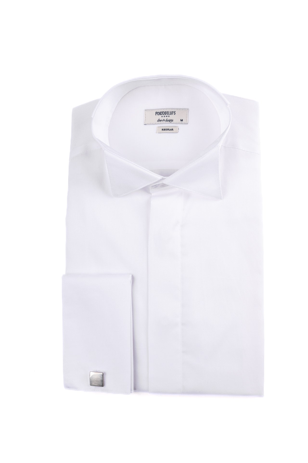 ΑΝΔΡΙΚΟ ΠΟΥΚΑΜΙΣΟ ΜΕ ΣΠΑΣΤΟ ΓΙΑΚΑ ΚΑΙ ΔΙΠΛΗ ΜΑΝΣΕΤΑ PORTOBELLO'S ΛΕΥΚΟ REGULAR FIT