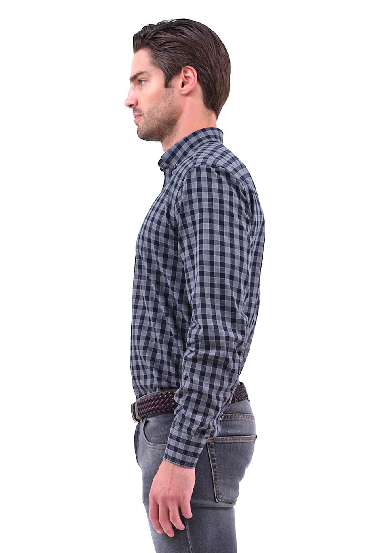 ΑΝΔΡΙΚΟ ΠΟΥΚΑΜΙΣΟ ΚΑΡΟ ΣΕ ΓΚΡΙ ΑΠΟΧΡΩΣΗ ME BUTTON DOWN ΓΙΑΚΑ