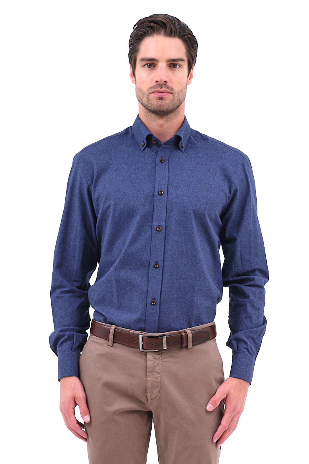 ΑΝΔΡΙΚΟ ΠΟΥΚΑΜΙΣΟ ΦΑΝΕΛΑ PORTOBELLO'S ΣΕ ΜΠΛΕ INDIGO ΧΡΩΜΑ ΜΕ BUTTON DOWN ΓΙΑΚΑ