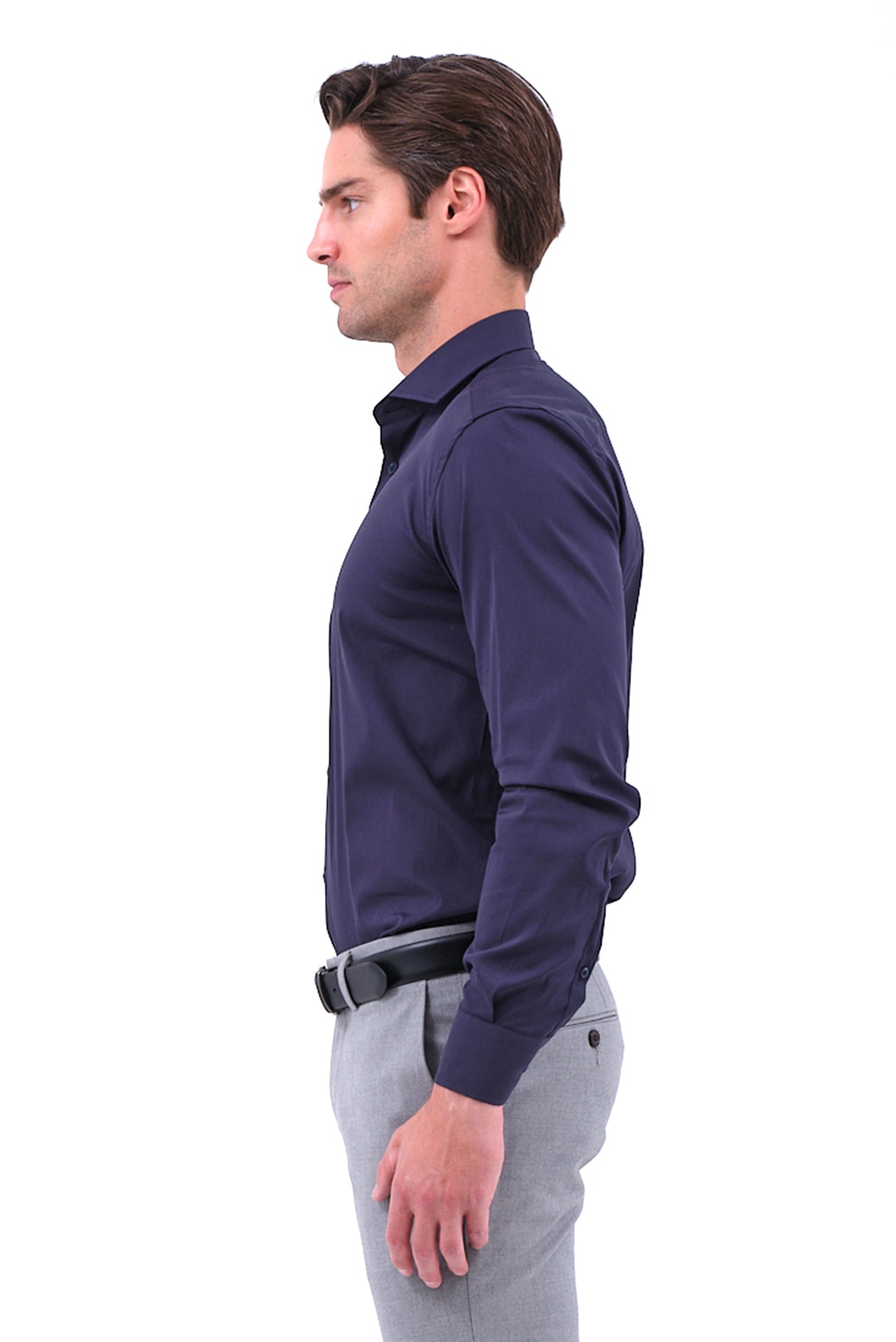 ΑΝΔΡΙΚΟ ΠΟΥΚΑΜΙΣΟ ΜΠΛΕ ΜΟΝΟΧΡΩΜΟ PORTOBELLO'S ΜΕ REX ΓΙΑΚΑ REGULAR FIT