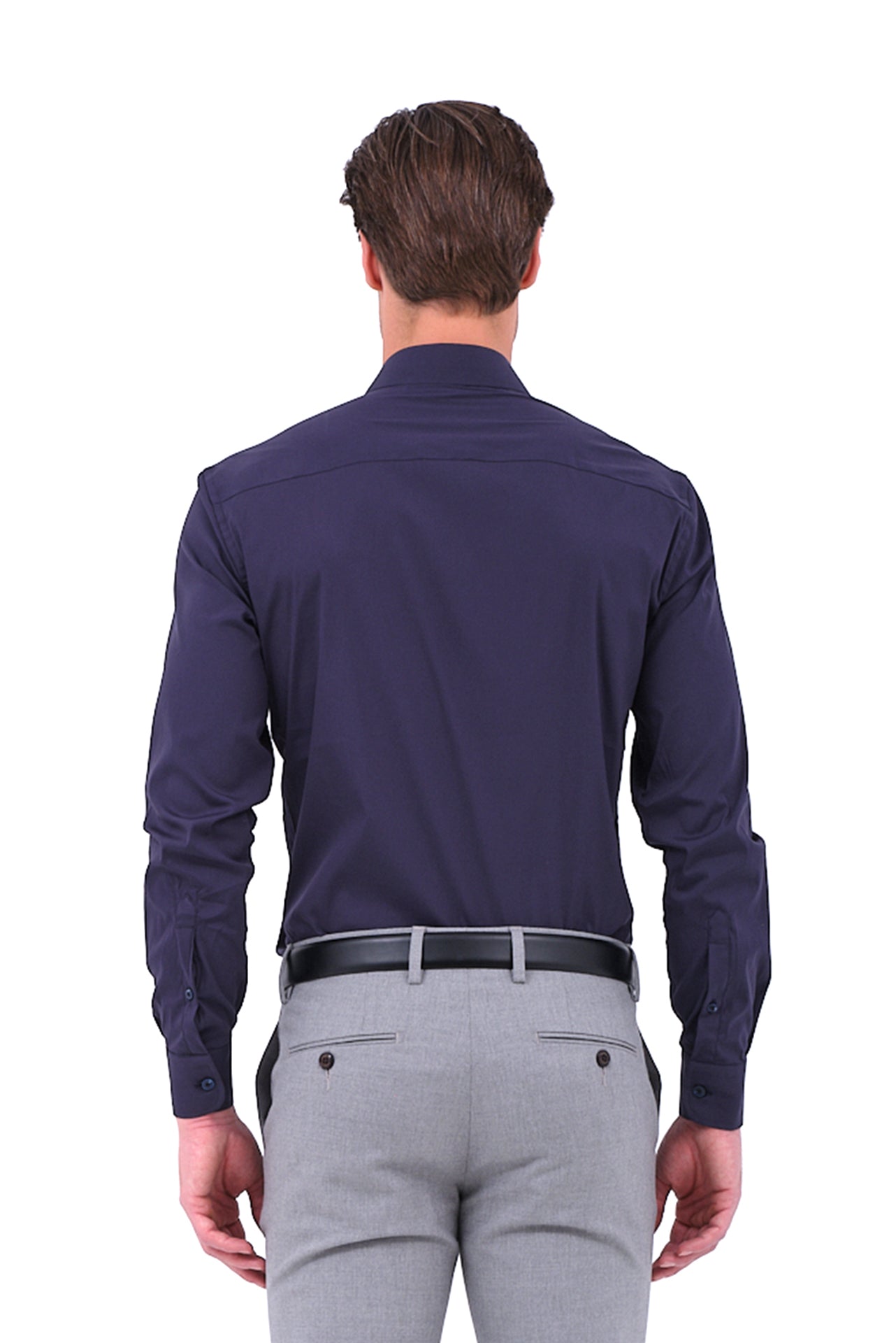 ΑΝΔΡΙΚΟ ΠΟΥΚΑΜΙΣΟ ΜΠΛΕ ΜΟΝΟΧΡΩΜΟ PORTOBELLO'S ΜΕ REX ΓΙΑΚΑ REGULAR FIT