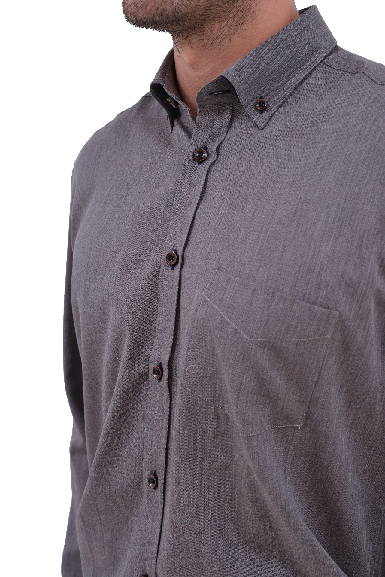 ΑΝΔΡΙΚΟ ΠΟΥΚΑΜΙΣΟ PORTOBELLO'S ΣΚΟΥΡΟ ΓΚΡΙ ΜΕ ΚΑΦΕ ΚΟΥΜΠΙΑ ΚΑΙ BUTTON DOWN ΓΙΑΚΑ