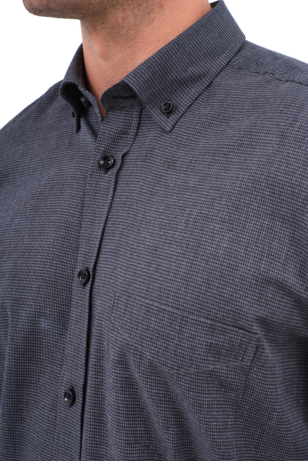 ΑΝΔΡΙΚΟ ΠΟΥΚΑΜΙΣΟ PORTOBELLO'S ΓΚΡΙ ΣΚΟΥΡΟ ΜΕ ΜΙΚΡΟΣΧΕΔΙΟ ΚΑΙ BUTTON DOWN ΓΙΑΚΑ