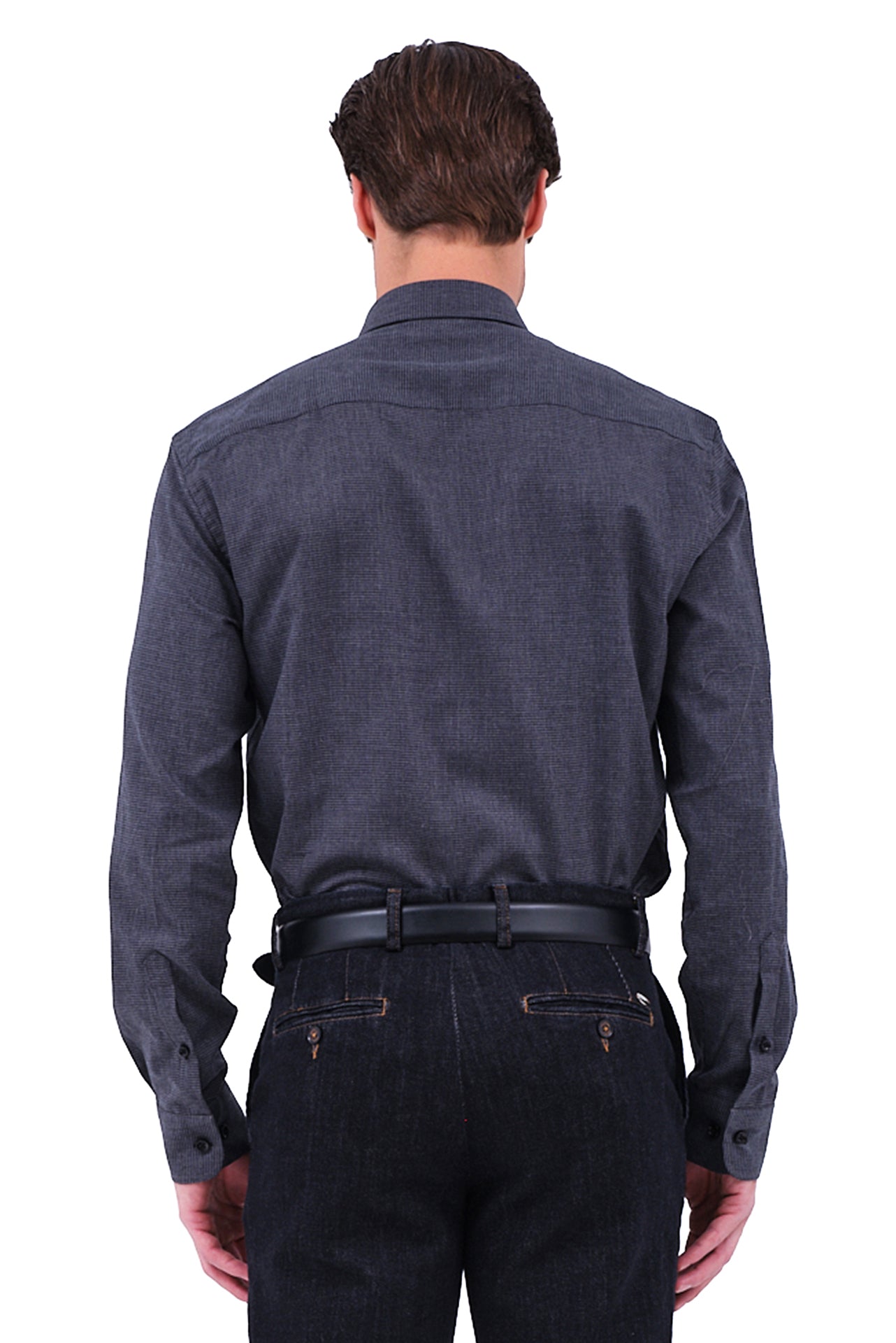 ΑΝΔΡΙΚΟ ΠΟΥΚΑΜΙΣΟ PORTOBELLO'S ΓΚΡΙ ΣΚΟΥΡΟ ΜΕ ΜΙΚΡΟΣΧΕΔΙΟ ΚΑΙ BUTTON DOWN ΓΙΑΚΑ