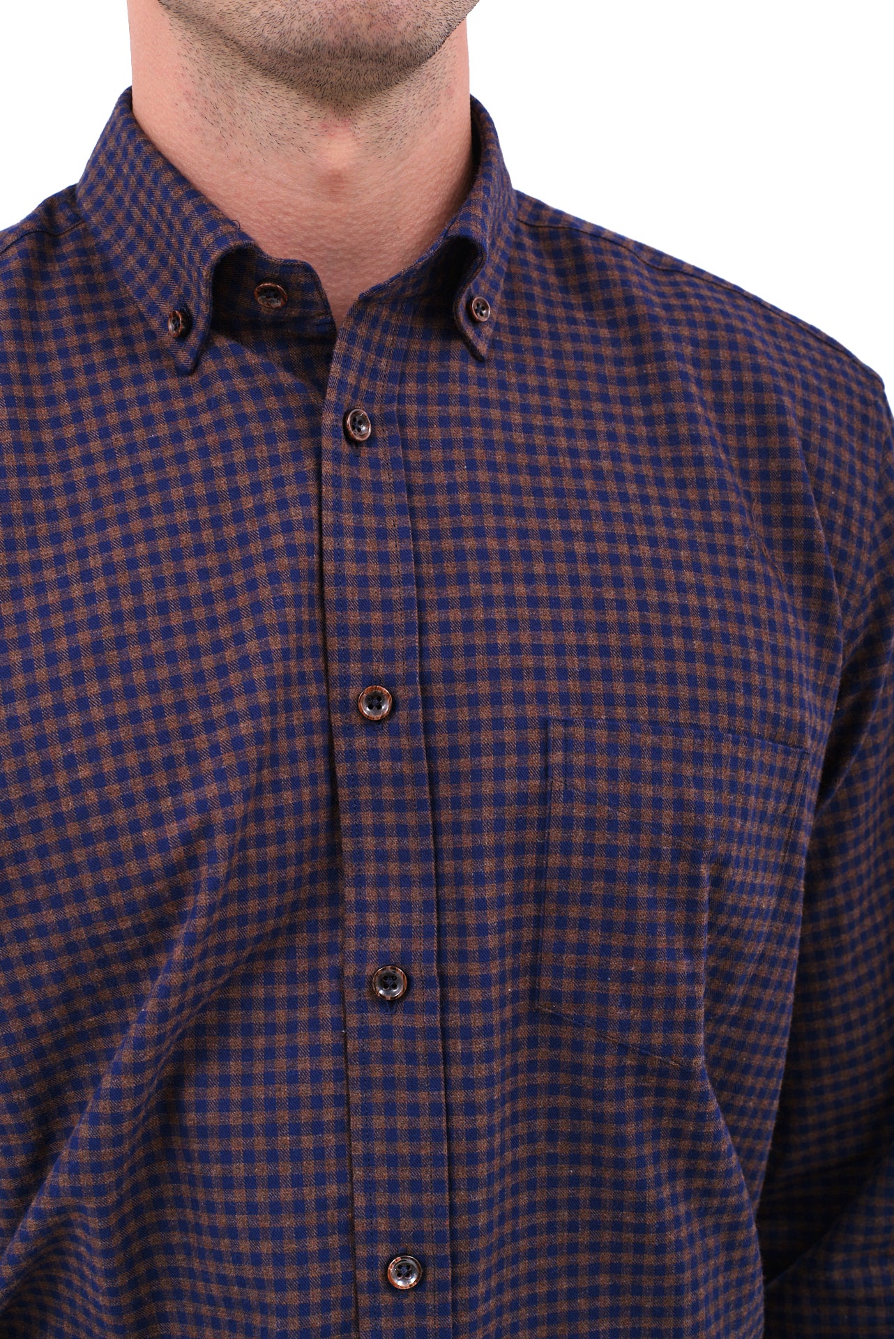 ΑΝΔΡΙΚΟ ΠΟΥΚΑΜΙΣΟ PORTOBELLO'S ΜΕ ΜΙΚΡΑ ΚΑΡΟ ΚΑΦΕ ΜΠΛΕ ΚΑΙ BUTTON DOWN ΓΙΑΚΑ