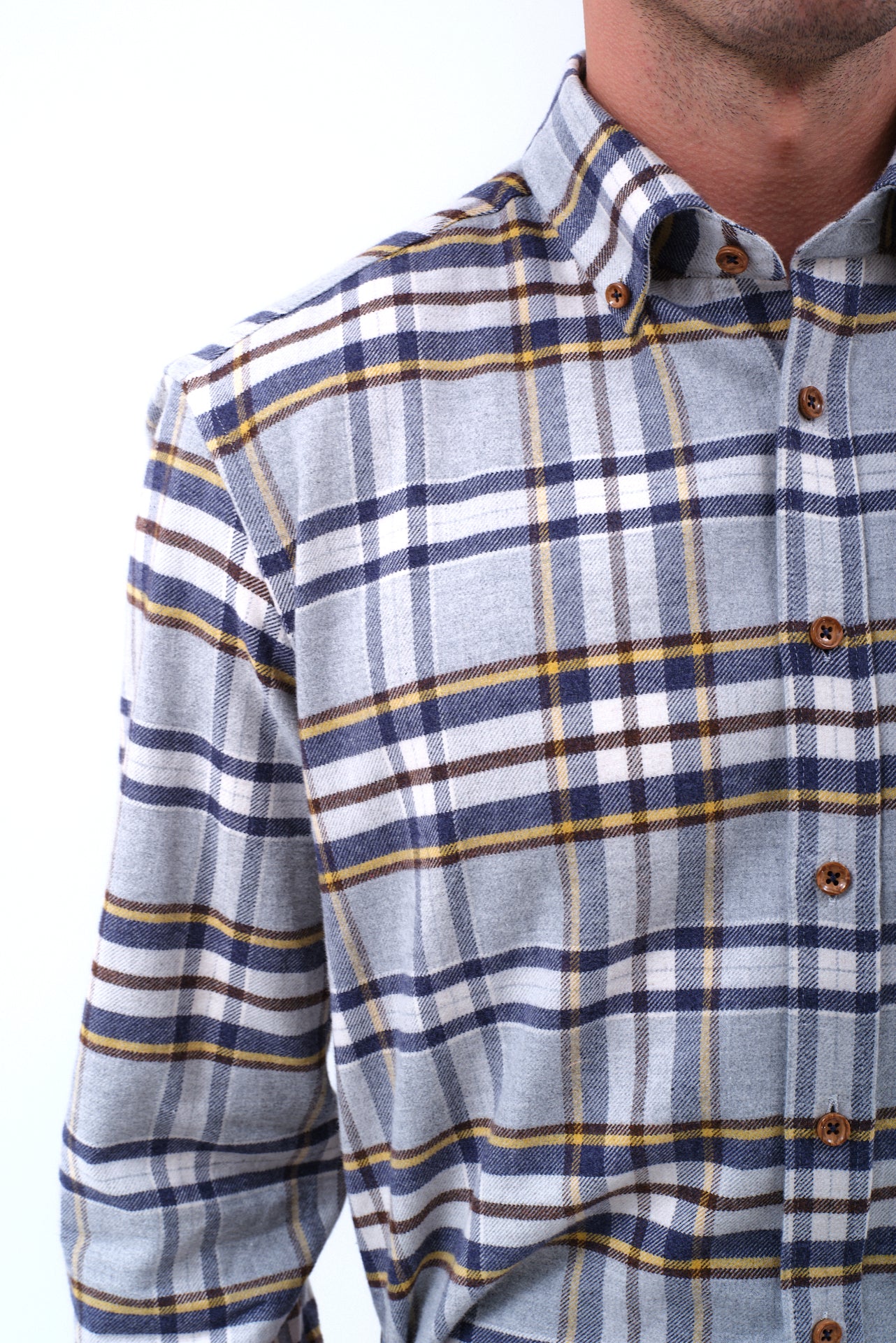 ΑΝΔΡΙΚΟ ΠΟΥΚΑΜΙΣΟ ΦΑΝΕΛΑ PORTOBELLO'S ΚΑΡΟ ΓΚΡΙ ΜΠΛΕ ΜΕ BUTTON DOWN ΓΙΑΚΑ