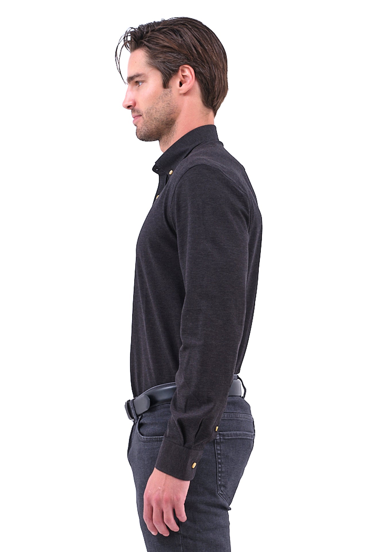 ΑΝΔΡΙΚΟ ΠΟΥΚΑΜΙΣΟ PORTOBELLO'S ΓΚΡΙ ΣΤΟ ΧΡΩΜΑ ΤΟΥ ΓΡΑΦΙΤΗ ΜΕ BUTTON DOWN ΓΙΑΚΑ