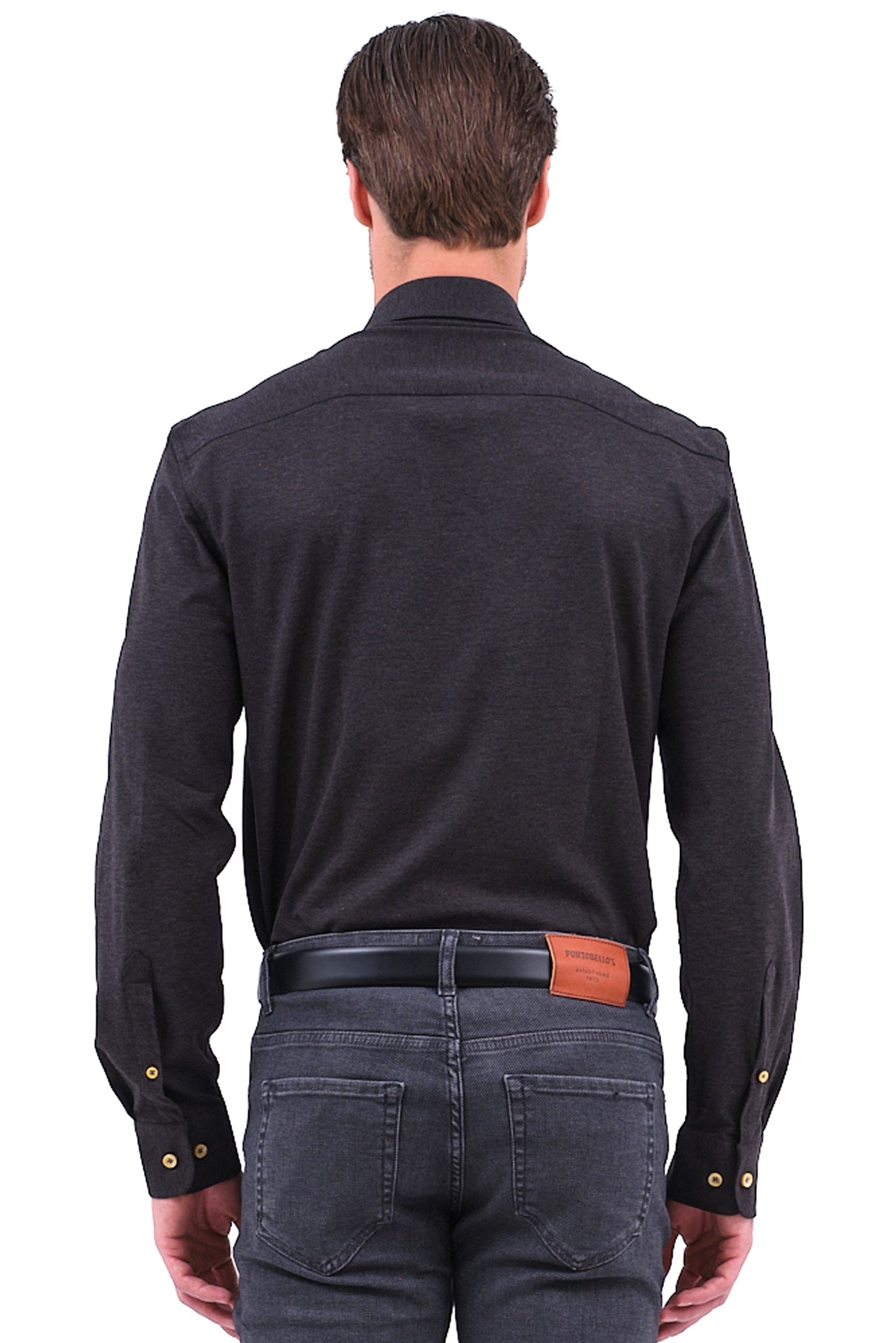 ΑΝΔΡΙΚΟ ΠΟΥΚΑΜΙΣΟ PORTOBELLO'S ΓΚΡΙ ΣΤΟ ΧΡΩΜΑ ΤΟΥ ΓΡΑΦΙΤΗ ΜΕ BUTTON DOWN ΓΙΑΚΑ