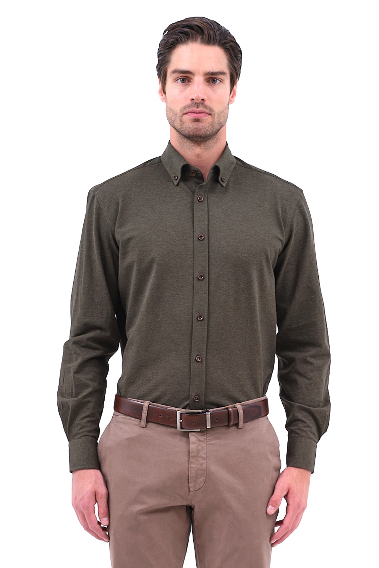 ΑΝΔΡΙΚΟ ΠΟΥΚΑΜΙΣΟ PORTOBELLO'S ΛΑΔΙ ΜΟΝΟΧΡΩΜΟ ΜΕ BUTTON DOWN ΓΙΑΚΑ