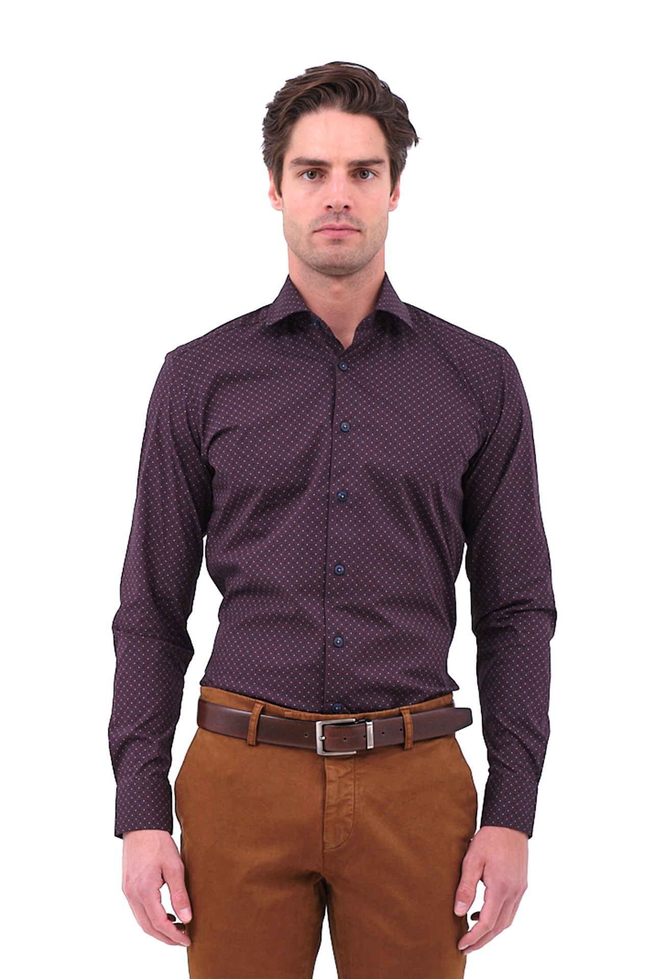 ΑΝΔΡΙΚΟ ΠΟΥΚΑΜΙΣΟ ΚΑΦΕ ΜΠΛΕ PORTOBELLO'S ΜΕ ΜΟΤΙΒΑ ΚΑΙ REX ΓΙΑΚΑ