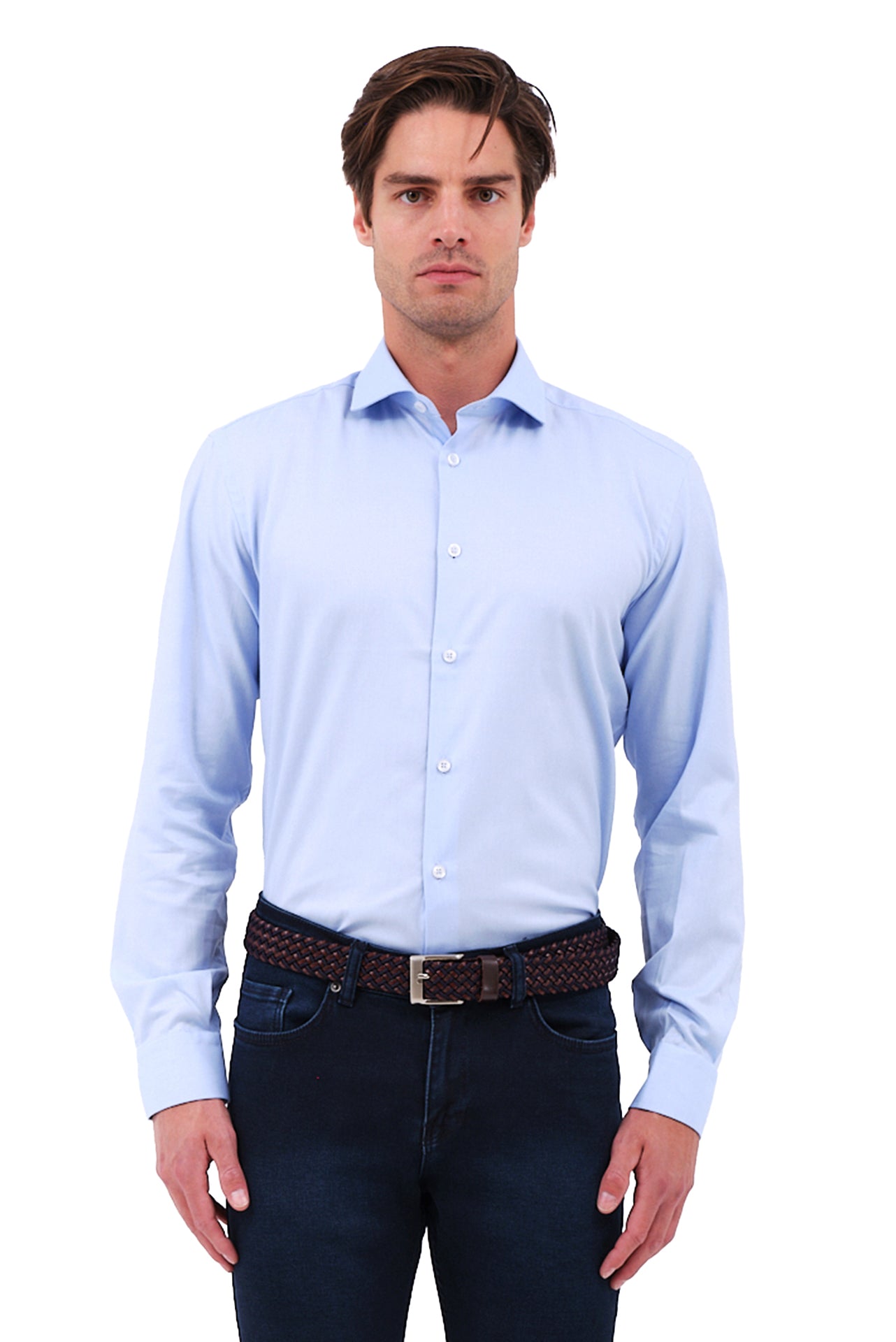 ΑΝΔΡΙΚΟ ΠΟΥΚΑΜΙΣΟ ΜΟΝΟΧΡΩΜΟ ΣΙΕΛ PORTOBELLO'S ΜΕ REX ΓΙΑΚΑ REGULAR FIT