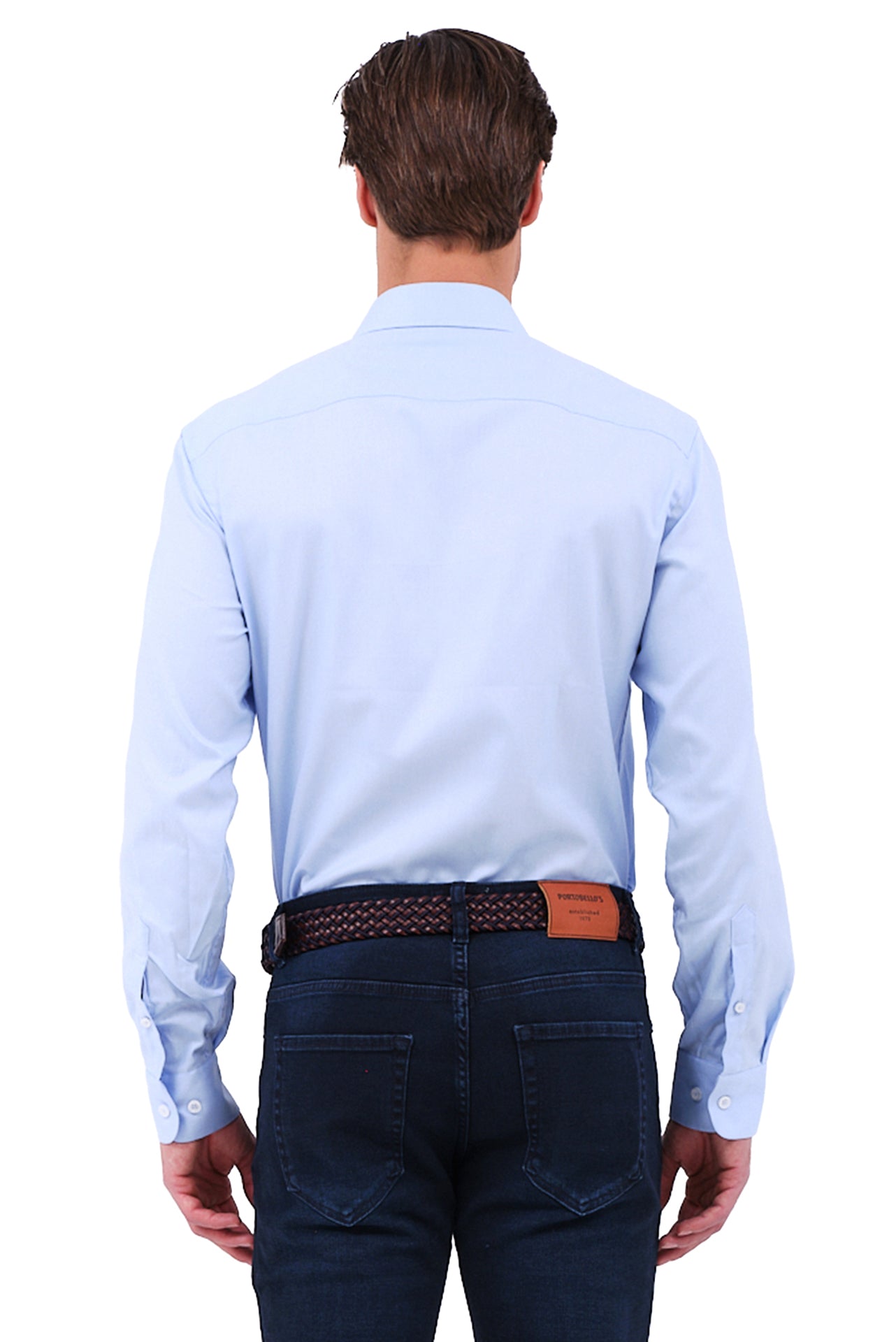 ΑΝΔΡΙΚΟ ΠΟΥΚΑΜΙΣΟ ΜΟΝΟΧΡΩΜΟ ΣΙΕΛ PORTOBELLO'S ΜΕ REX ΓΙΑΚΑ REGULAR FIT