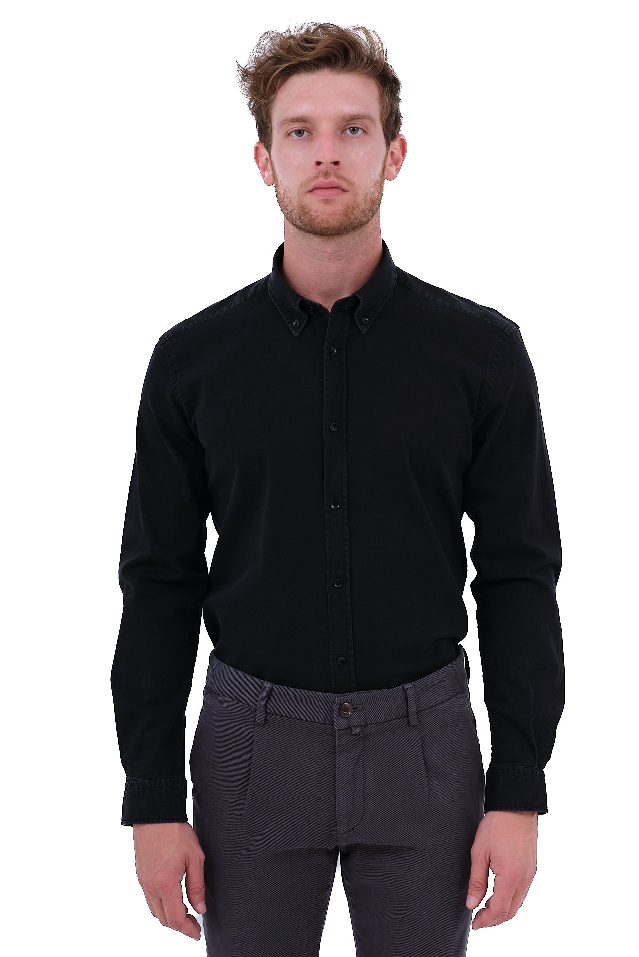 ΑΝΔΡΙΚΟ ΠΟΥΚΑΜΙΣΟ LES GENT'S ΜΑΥΡΟ ΜΕ BUTTON DOWN ΓΙΑΚΑ REGULAR FIT