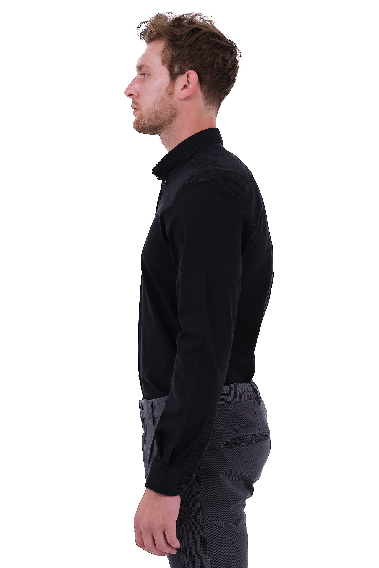 ΑΝΔΡΙΚΟ ΠΟΥΚΑΜΙΣΟ LES GENT'S ΜΑΥΡΟ ΜΕ BUTTON DOWN ΓΙΑΚΑ REGULAR FIT