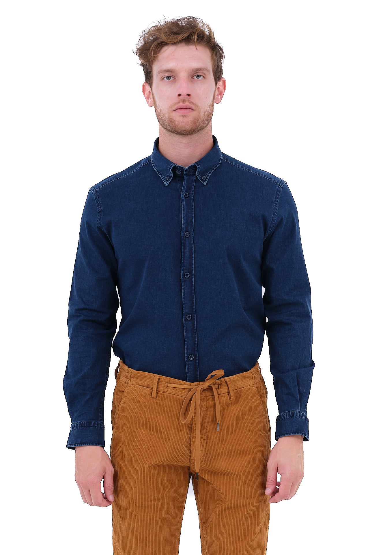 ΑΝΔΡΙΚΟ ΠΟΥΚΑΜΙΣΟ LES GENT'S ΤΖΙΝ ΜΕ BUTTON DOWN ΓΙΑΚΑ REGULAR FIT