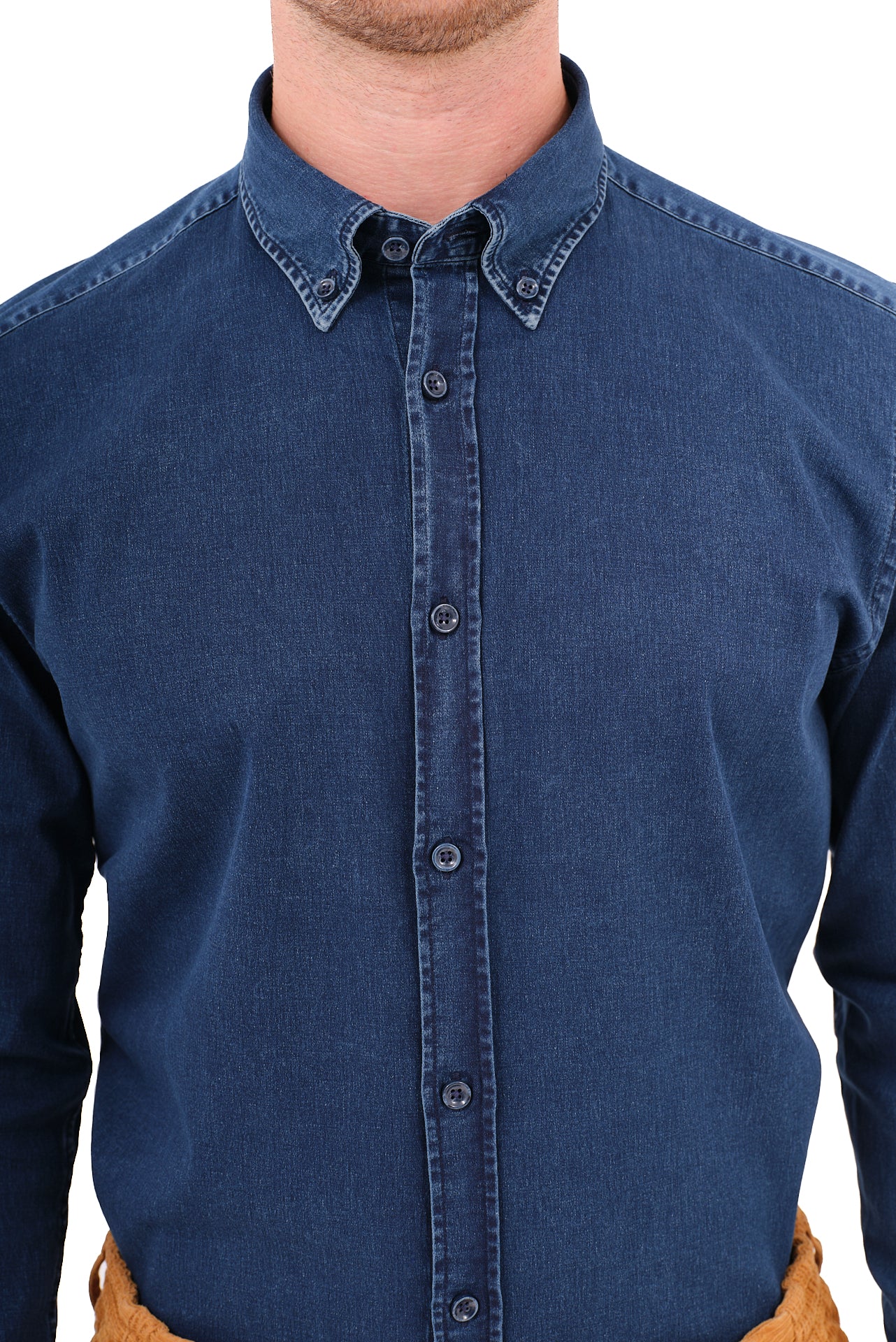 ΑΝΔΡΙΚΟ ΠΟΥΚΑΜΙΣΟ LES GENT'S ΤΖΙΝ ΜΕ BUTTON DOWN ΓΙΑΚΑ REGULAR FIT