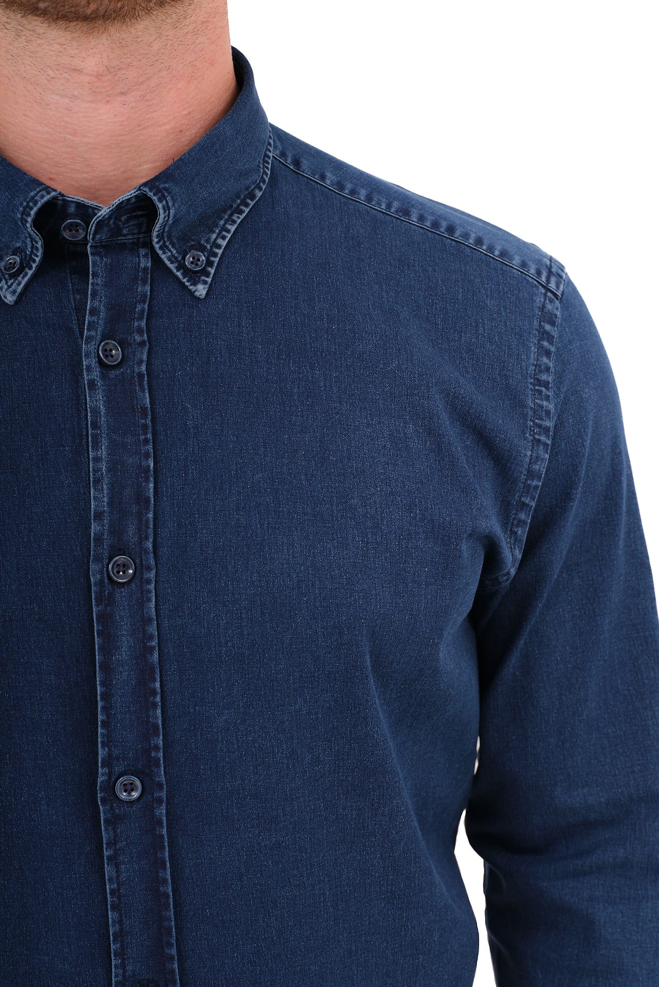 ΑΝΔΡΙΚΟ ΠΟΥΚΑΜΙΣΟ LES GENT'S ΤΖΙΝ ΜΕ BUTTON DOWN ΓΙΑΚΑ REGULAR FIT