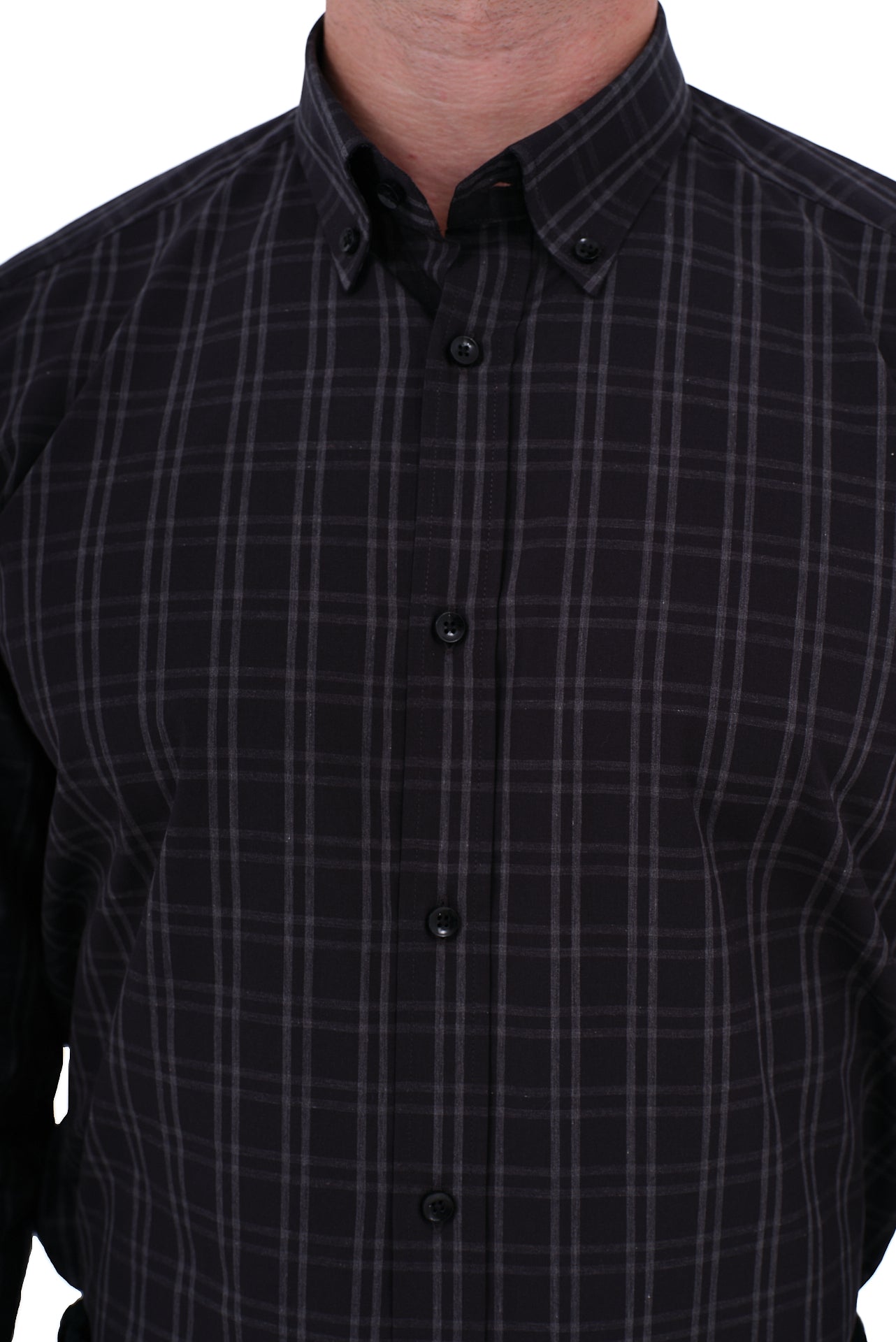 ΑΝΔΡΙΚΟ ΠΟΥΚΑΜΙΣΟ ΚΑΡΟ ΣΕ ΜΑΥΡΟ ΓΚΡΙ ΧΡΩΜΑ ΜΕ BUTTON DOWN ΓΙΑΚΑ