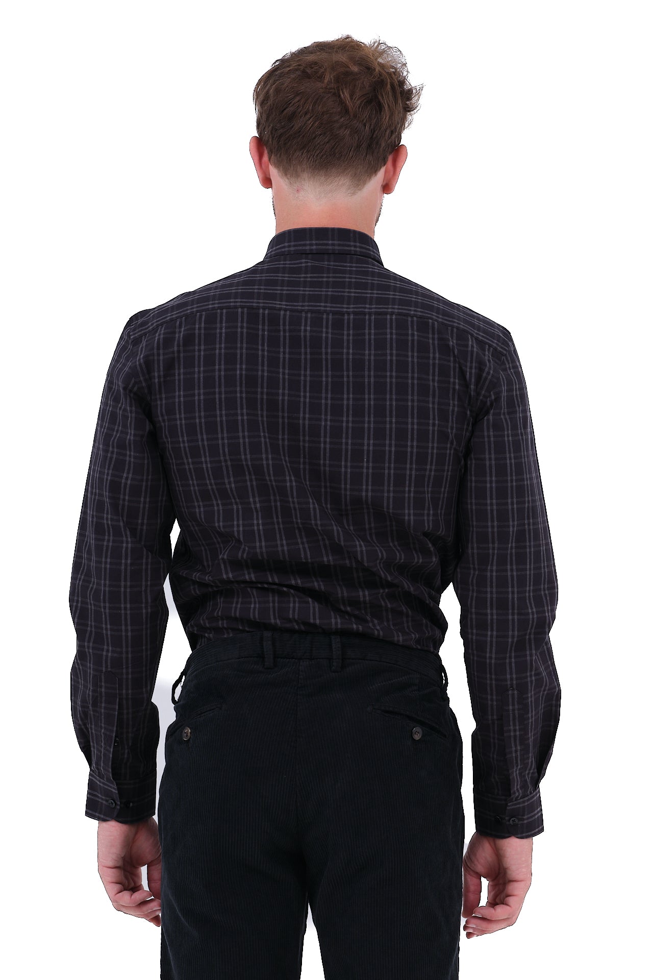 ΑΝΔΡΙΚΟ ΠΟΥΚΑΜΙΣΟ ΚΑΡΟ ΣΕ ΜΑΥΡΟ ΓΚΡΙ ΧΡΩΜΑ ΜΕ BUTTON DOWN ΓΙΑΚΑ