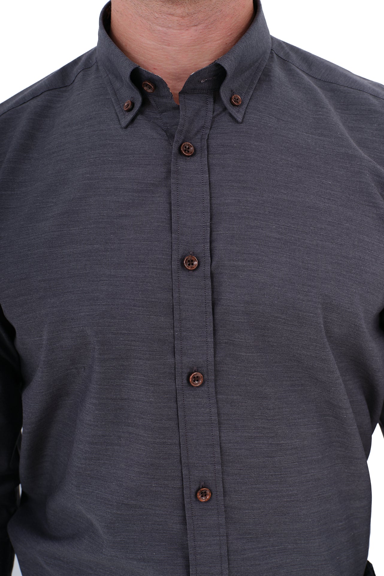 ΑΝΔΡΙΚΟ ΠΟΥΚΑΜΙΣΟ ΣΚΟΥΡΟ ΓΚΡΙ PORTOBELLO'S ΜΕ BUTTON DOWN ΓΙΑΚΑ