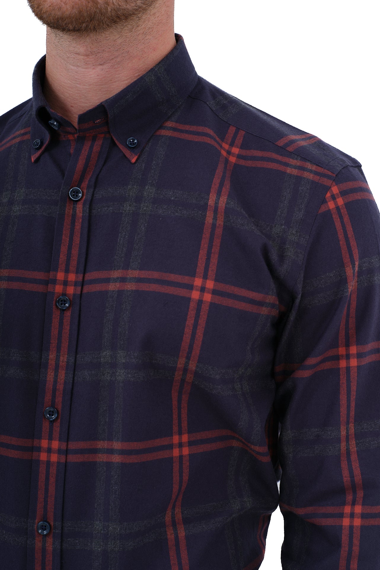 ΑΝΔΡΙΚΟ ΠΟΥΚΑΜΙΣΟ ΚΑΡΟ PORTOBELLO'S ΜΠΛΕ ΜΕ ΚΟΚΚΙΝΕΣ ΛΕΠΤΟΜΕΡΕΙΕΣ ΚΑΙ BUTTON DOWN ΓΙΑΚΑ