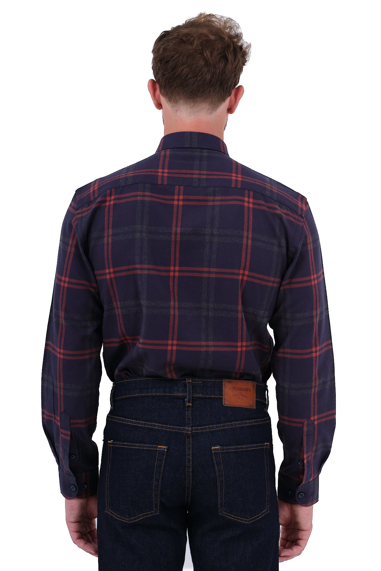 ΑΝΔΡΙΚΟ ΠΟΥΚΑΜΙΣΟ ΚΑΡΟ PORTOBELLO'S ΜΠΛΕ ΜΕ ΚΟΚΚΙΝΕΣ ΛΕΠΤΟΜΕΡΕΙΕΣ ΚΑΙ BUTTON DOWN ΓΙΑΚΑ